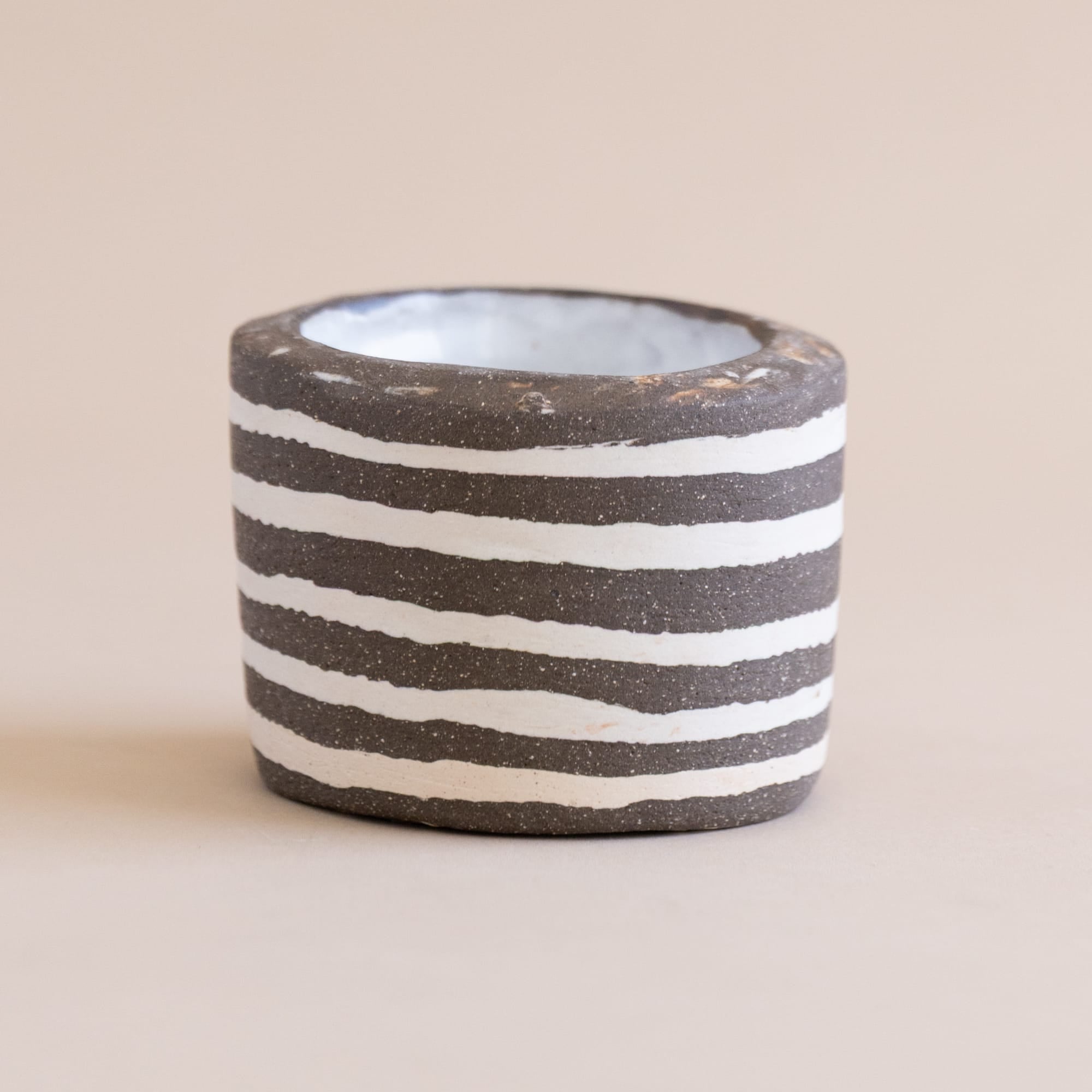 Mondays Trays + Catchalls Dark Brown / Tall Striped Ceramic Vessel