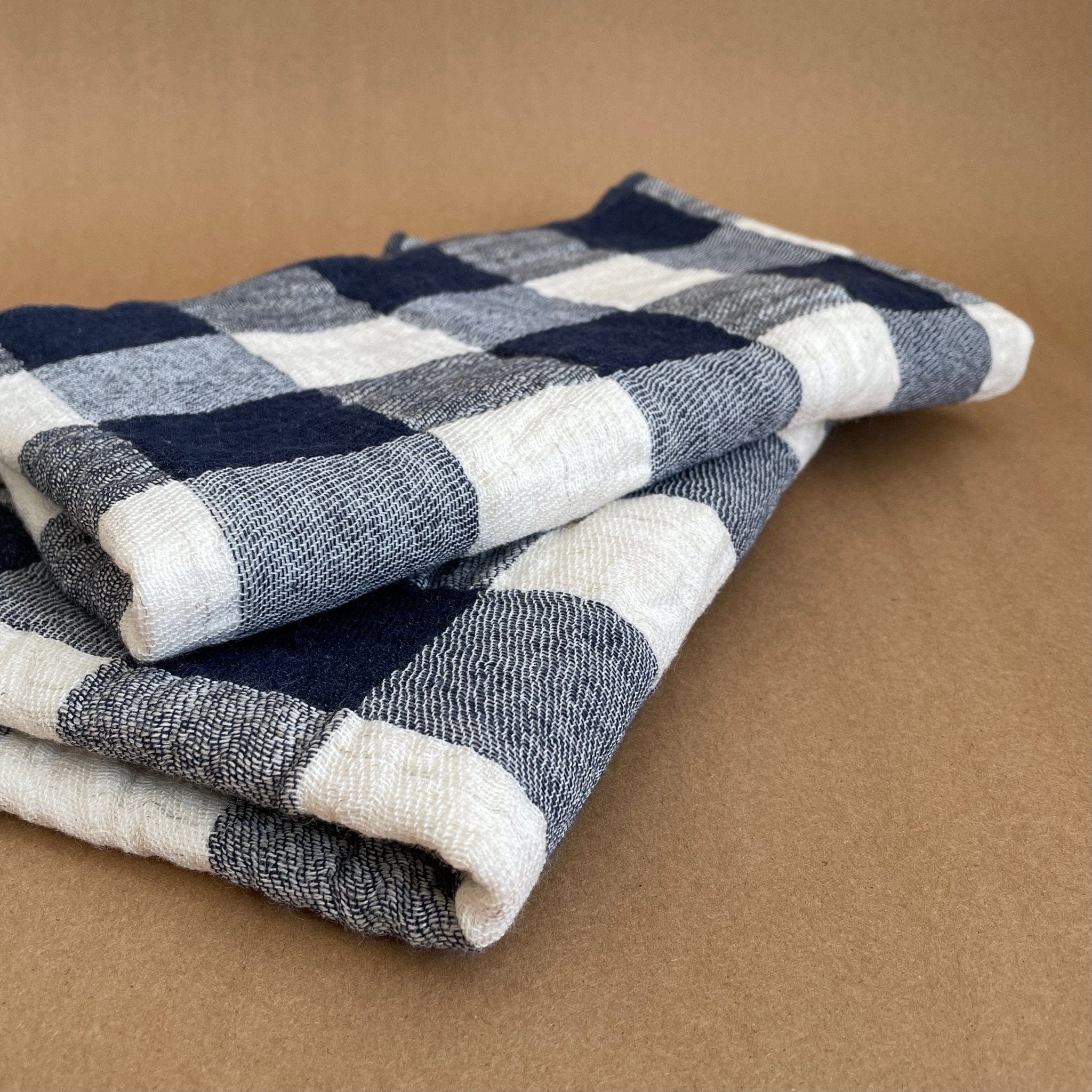 Morihata Bath Towels Bath Towel Double Sided Towel in Navy Checks