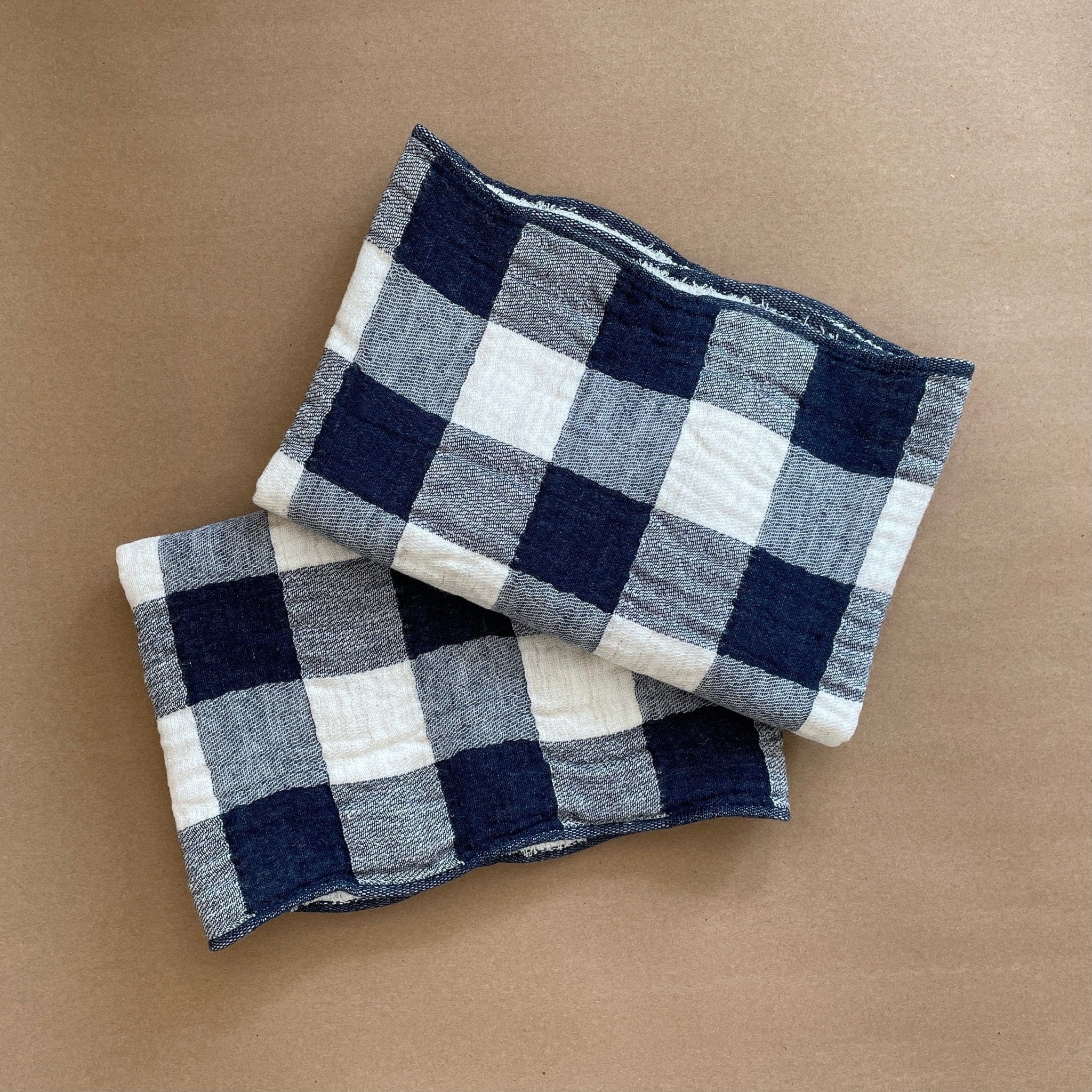 Morihata Bath Towels Hand towel Double Sided Towel in Navy Checks