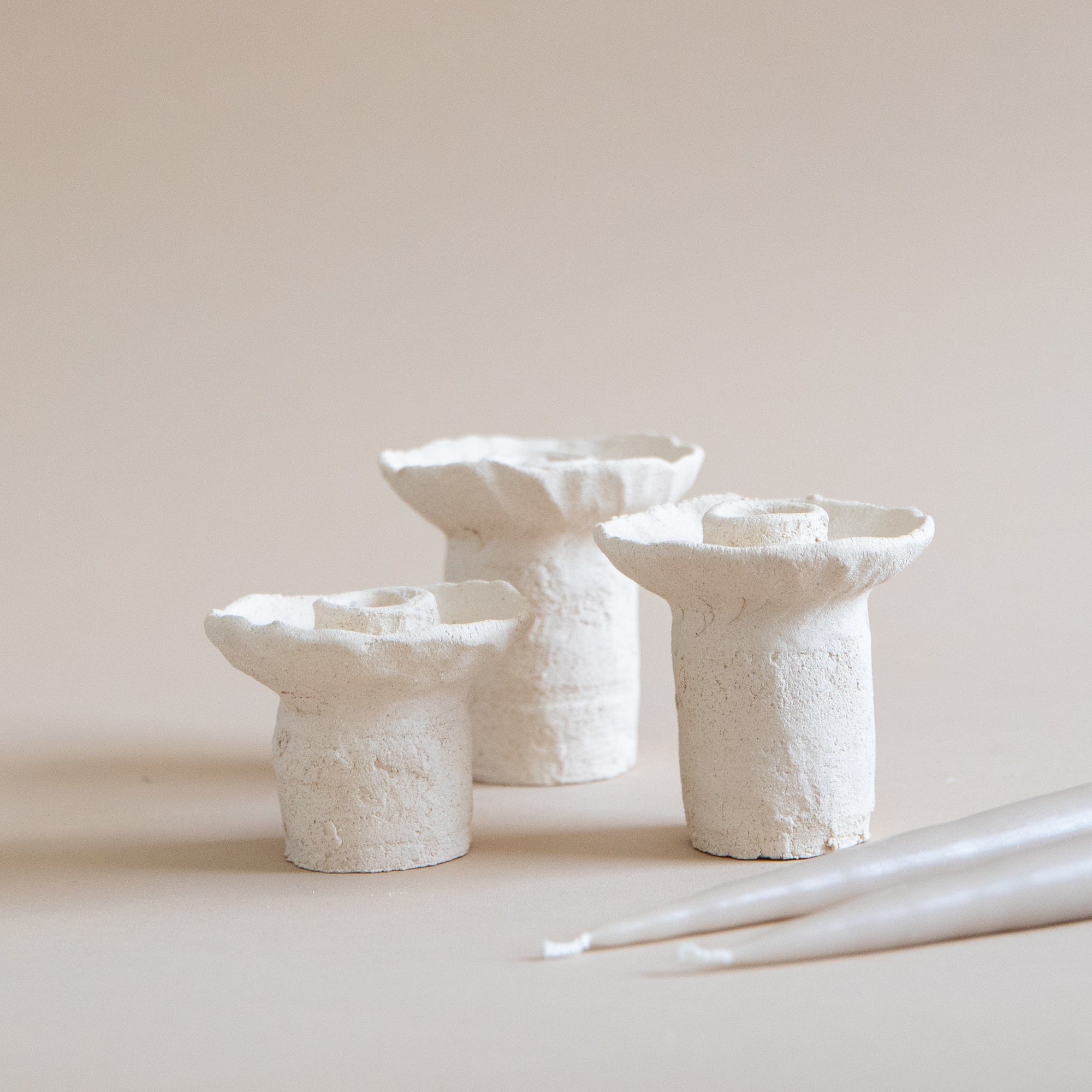 Mugly Candle Holders White / Short Candlestick Holders by Mugly