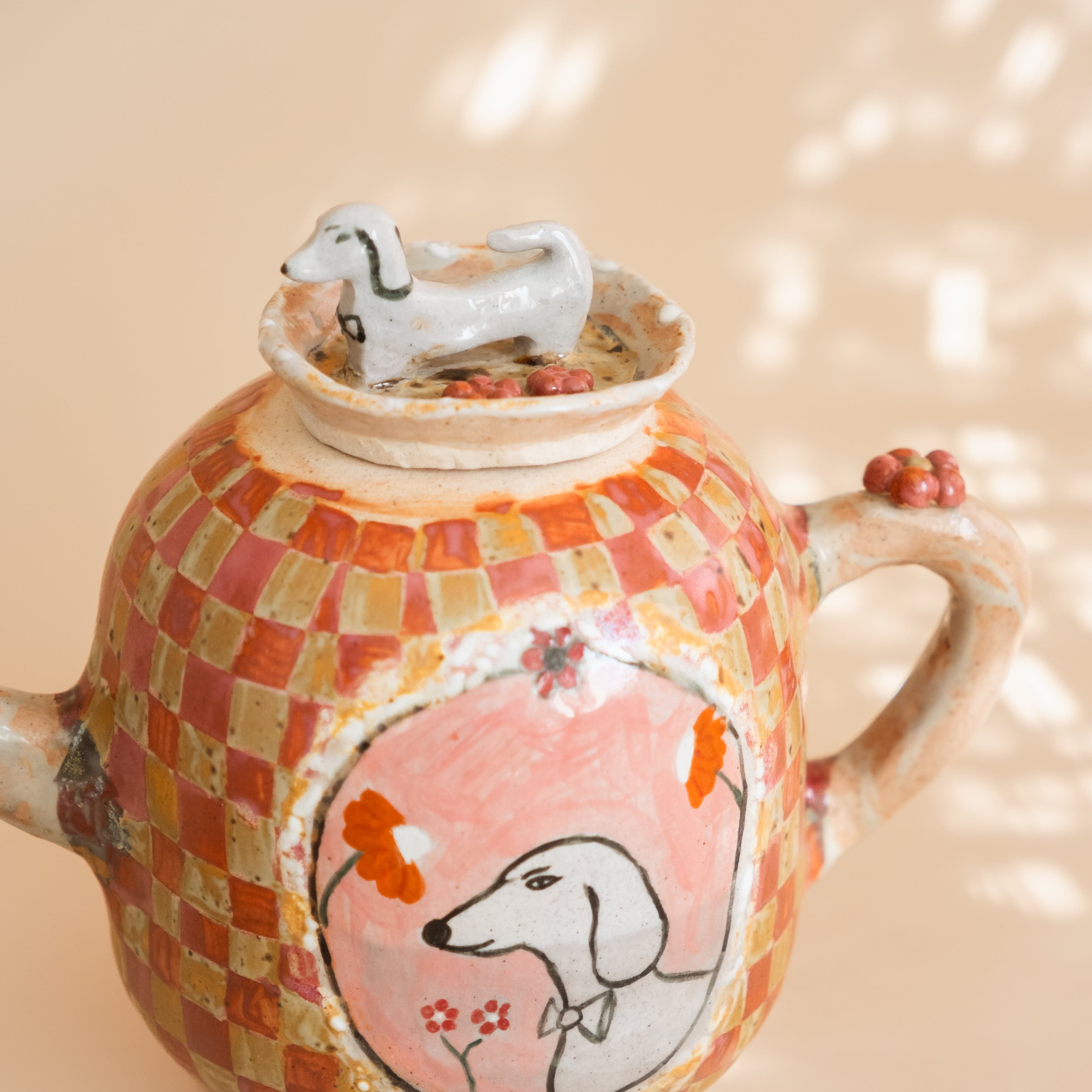 Nina Luna Studio Drinkware Hand Painted Dog Teapot