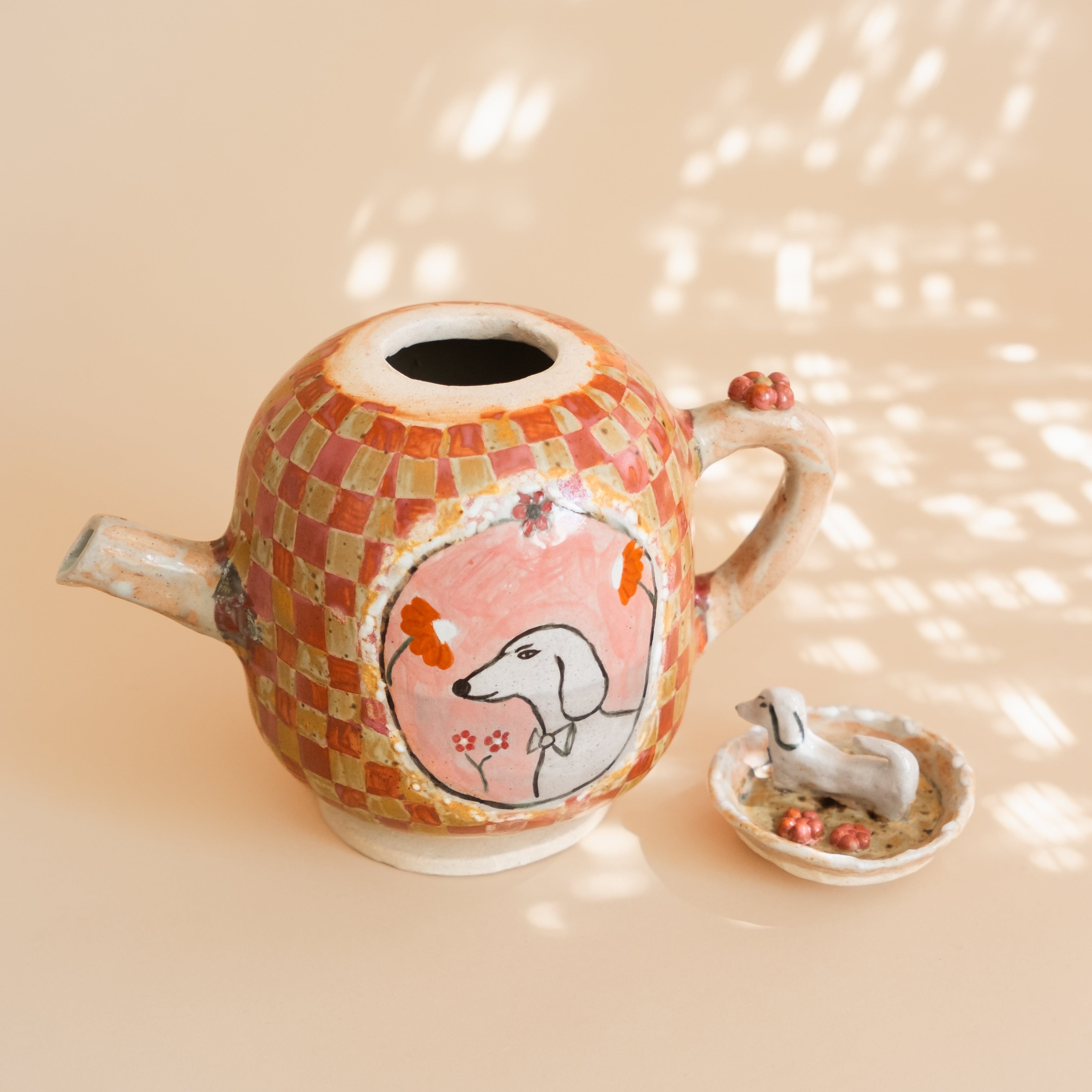 Nina Luna Studio Drinkware Hand Painted Dog Teapot