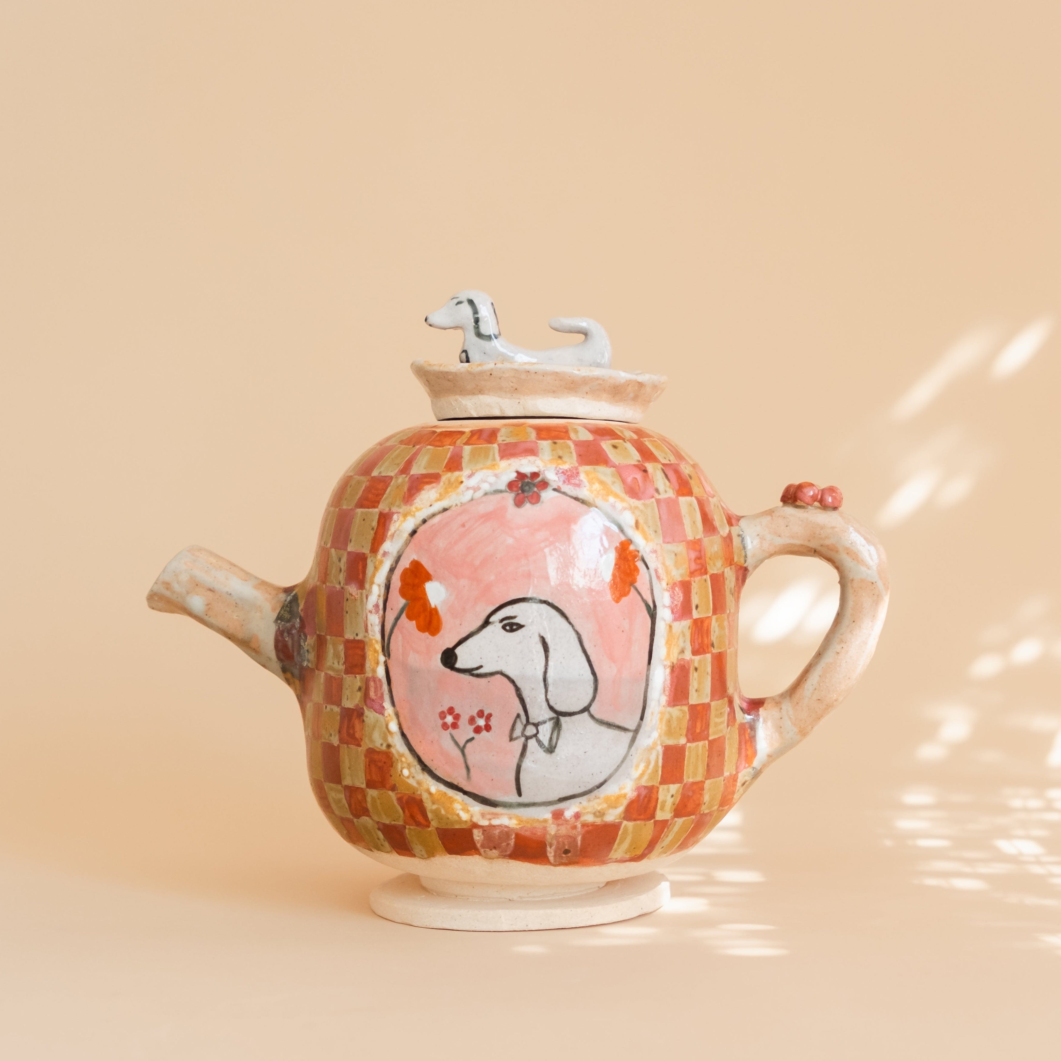 Nina Luna Studio Drinkware Hand Painted Dog Teapot