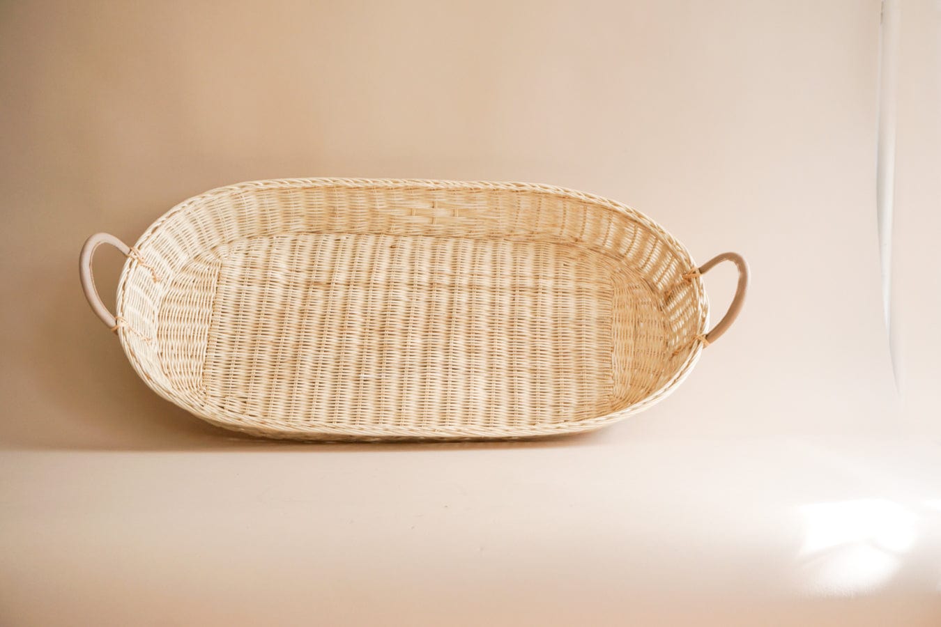 olli ella Baskets Rattan Flat Oval Basket with Handles | PICKUP ONLY