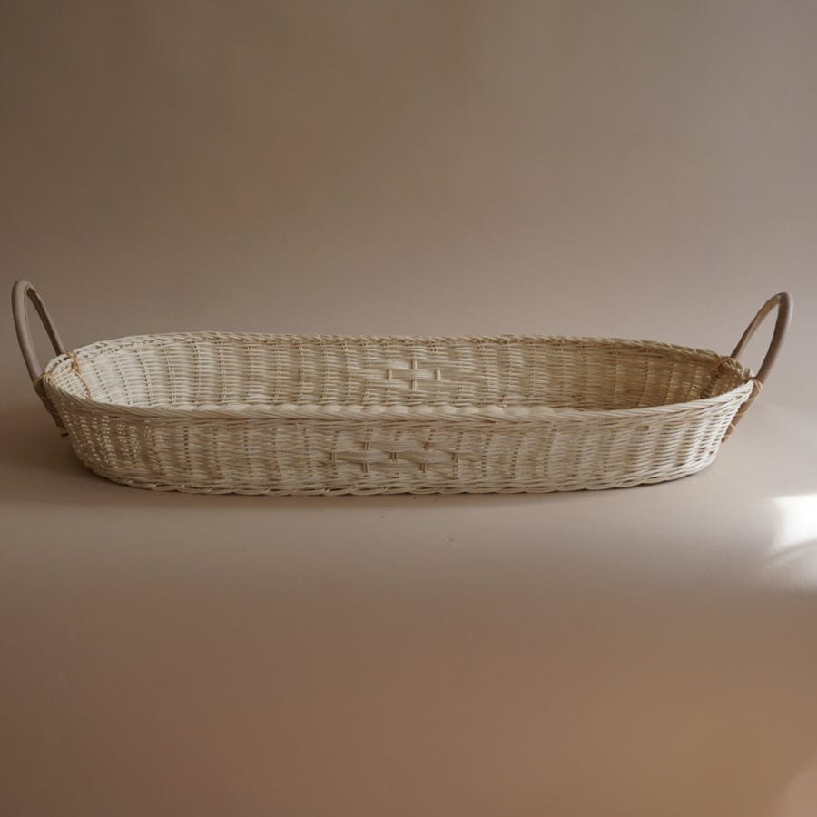 olli ella Baskets Rattan Flat Oval Basket with Handles | PICKUP ONLY