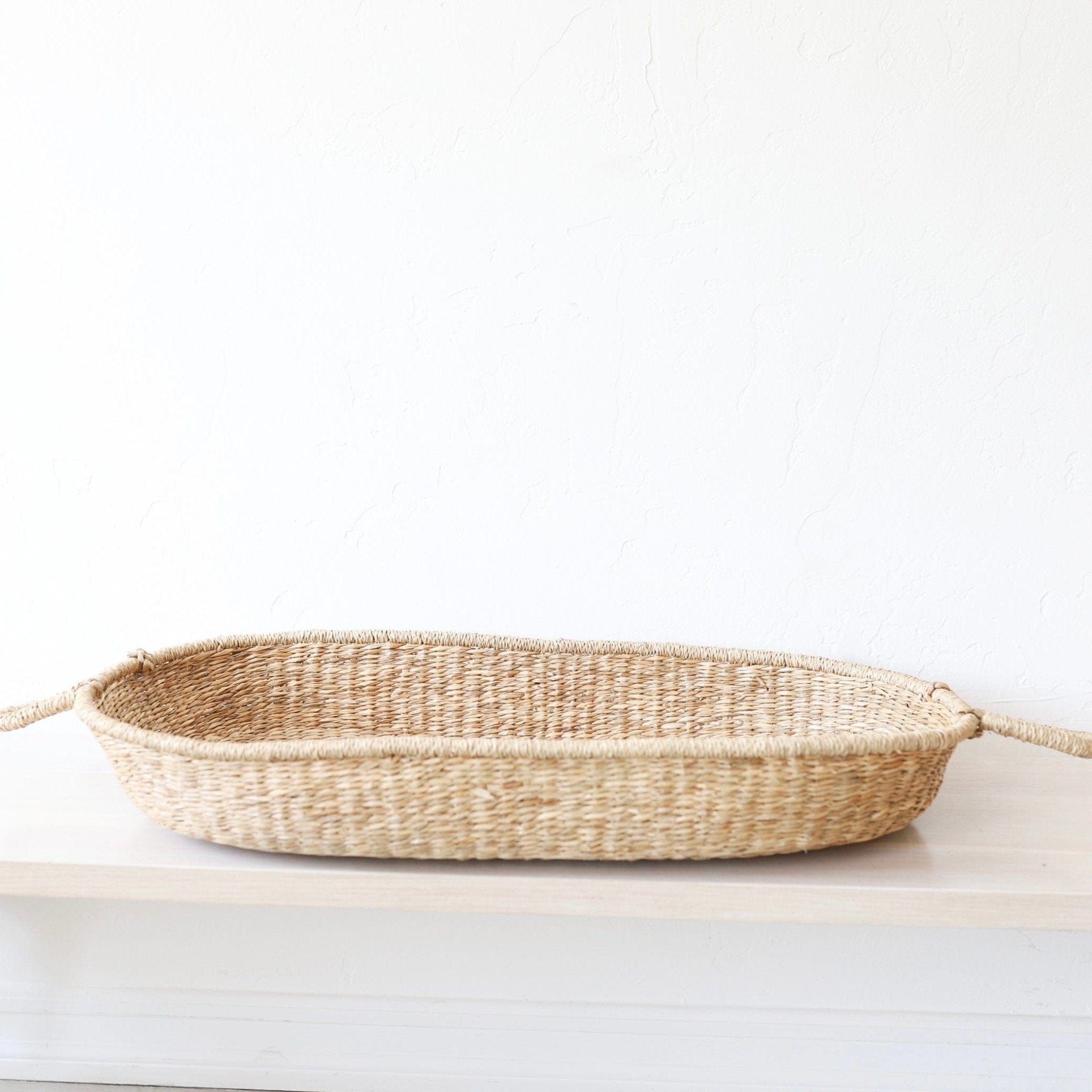 olli ella Baskets Seagrass Flat Oval Basket with Handles | PICKUP ONLY