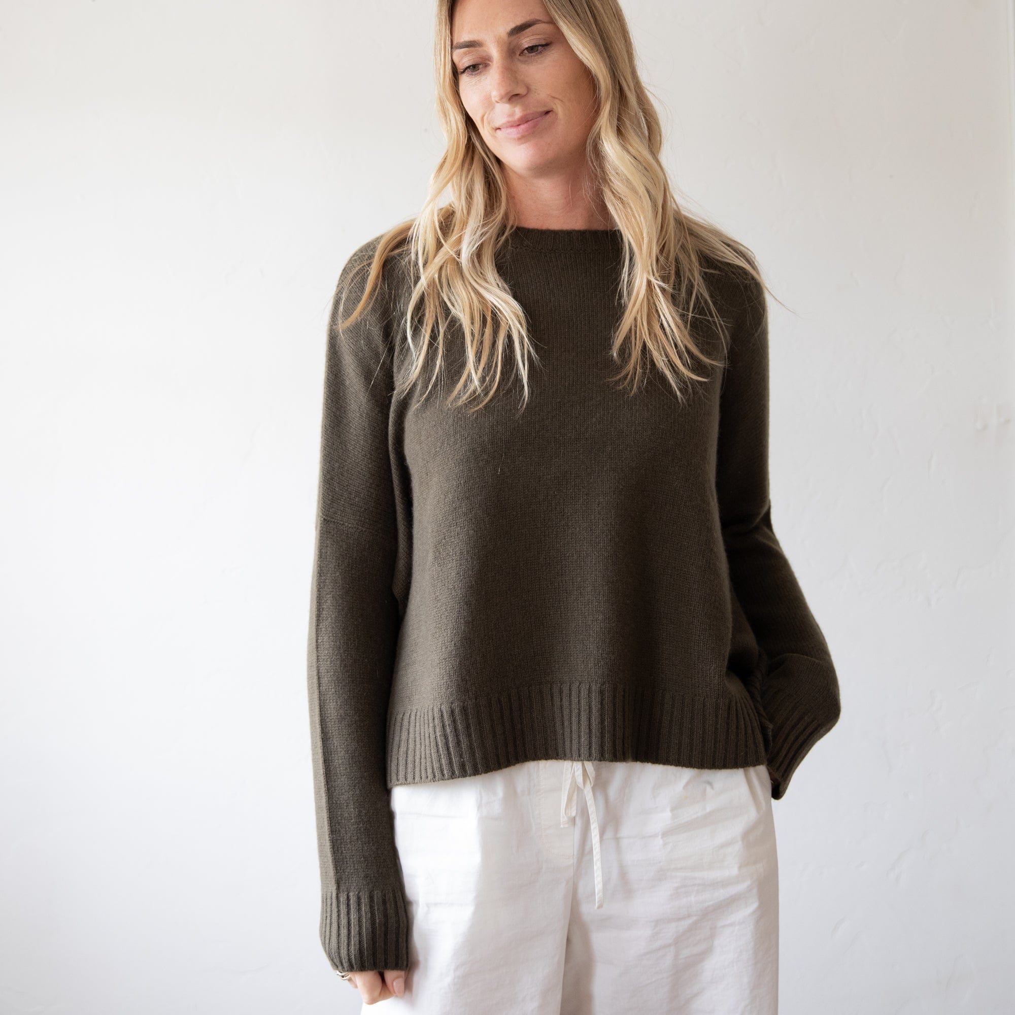 Organic John Patrick Sweaters Cashmere Wide Pullover by Organic John Patrick in Fern