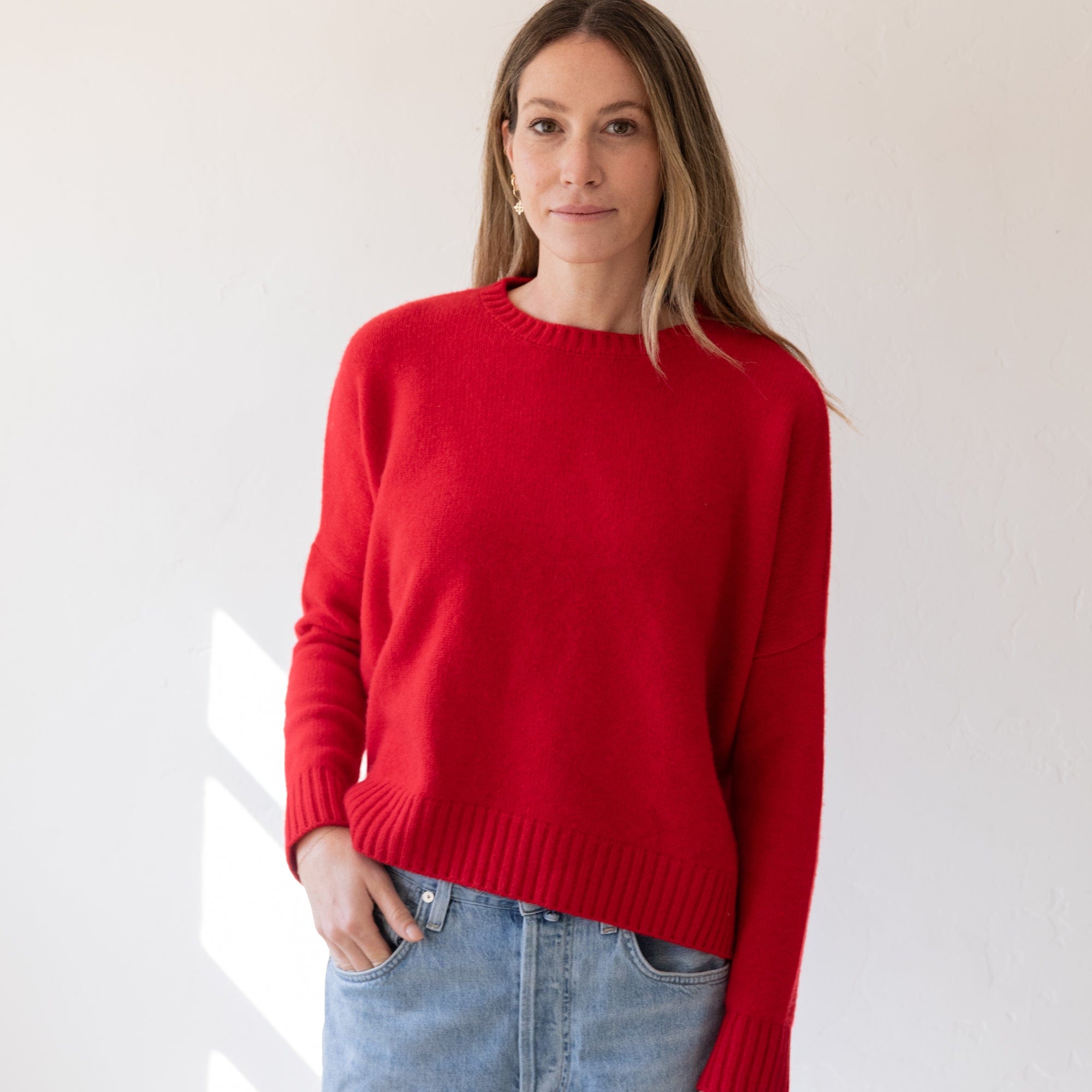 Organic John Patrick Sweaters Cashmere Wide Pullover by Organic John Patrick in Red