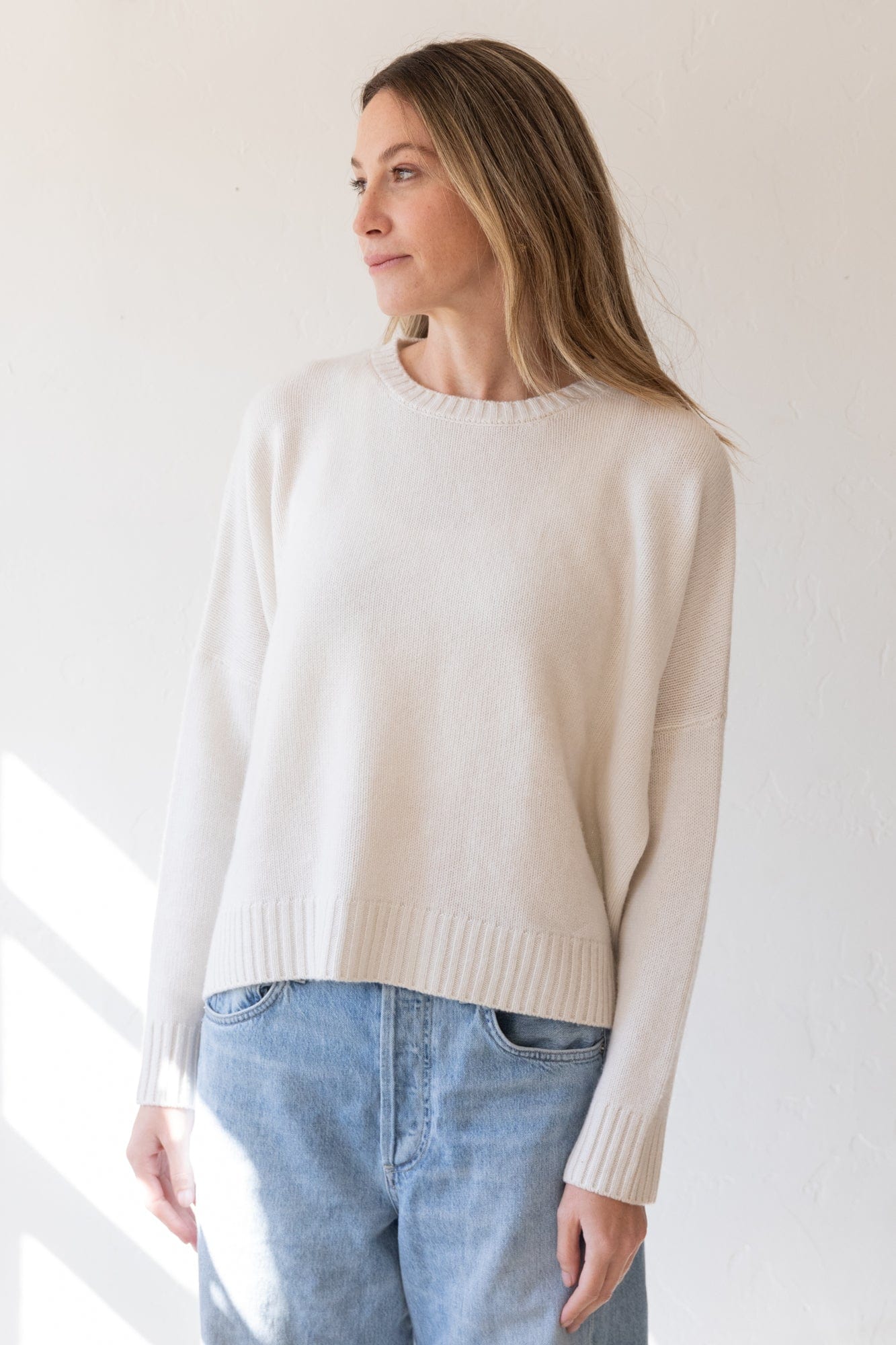 Organic John Patrick Sweaters Off White / X-Small Cashmere Wide Pullover by Organic by John Patrick in Off White