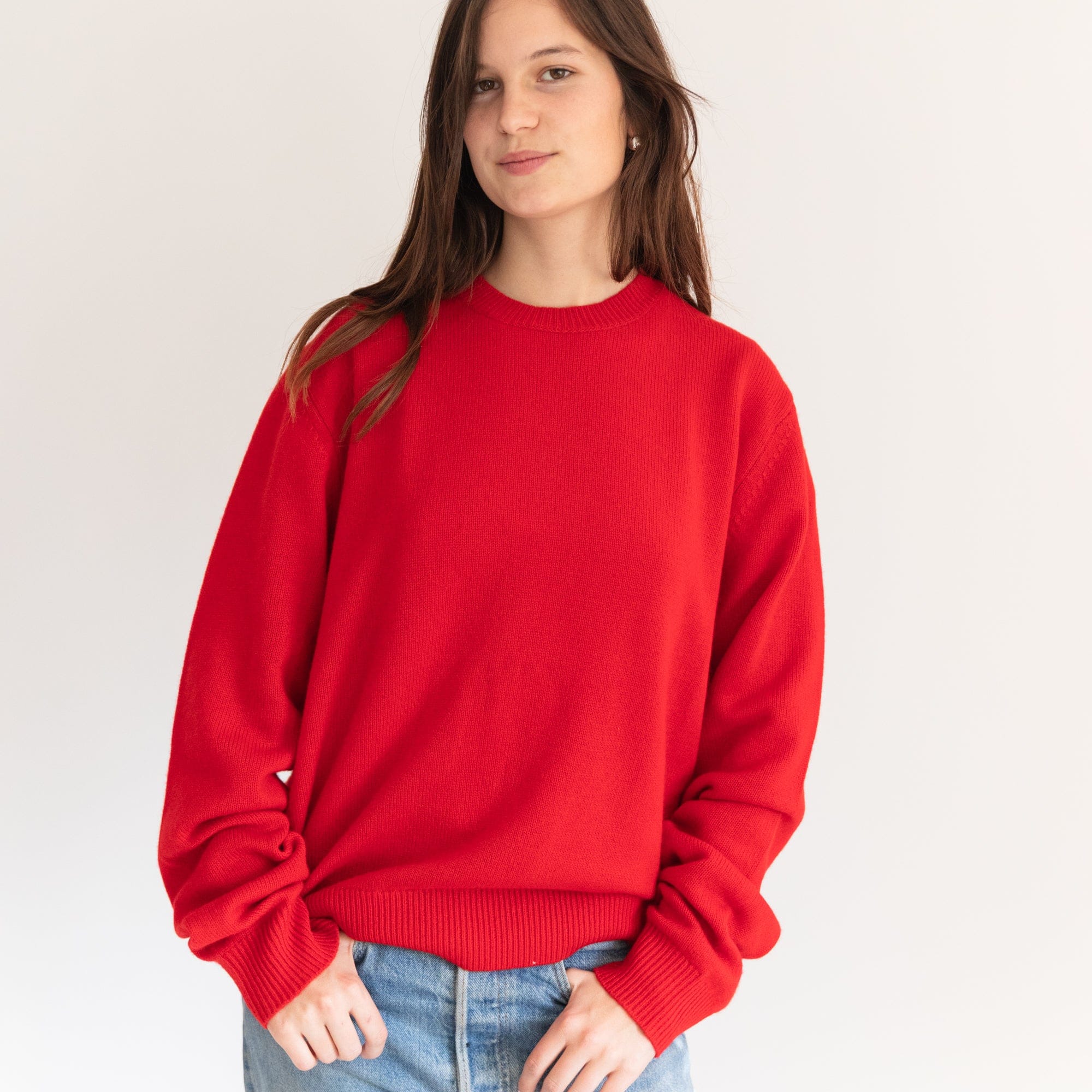 Organic John Patrick Sweaters Red Unisex Cashmere Pullover by Organic John Patrick