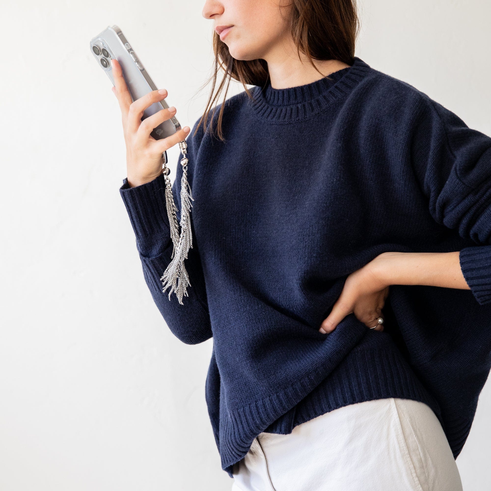 Ossa New York Tech Accessories Wristlet Phone Cord in Fringe Chain by Ossa