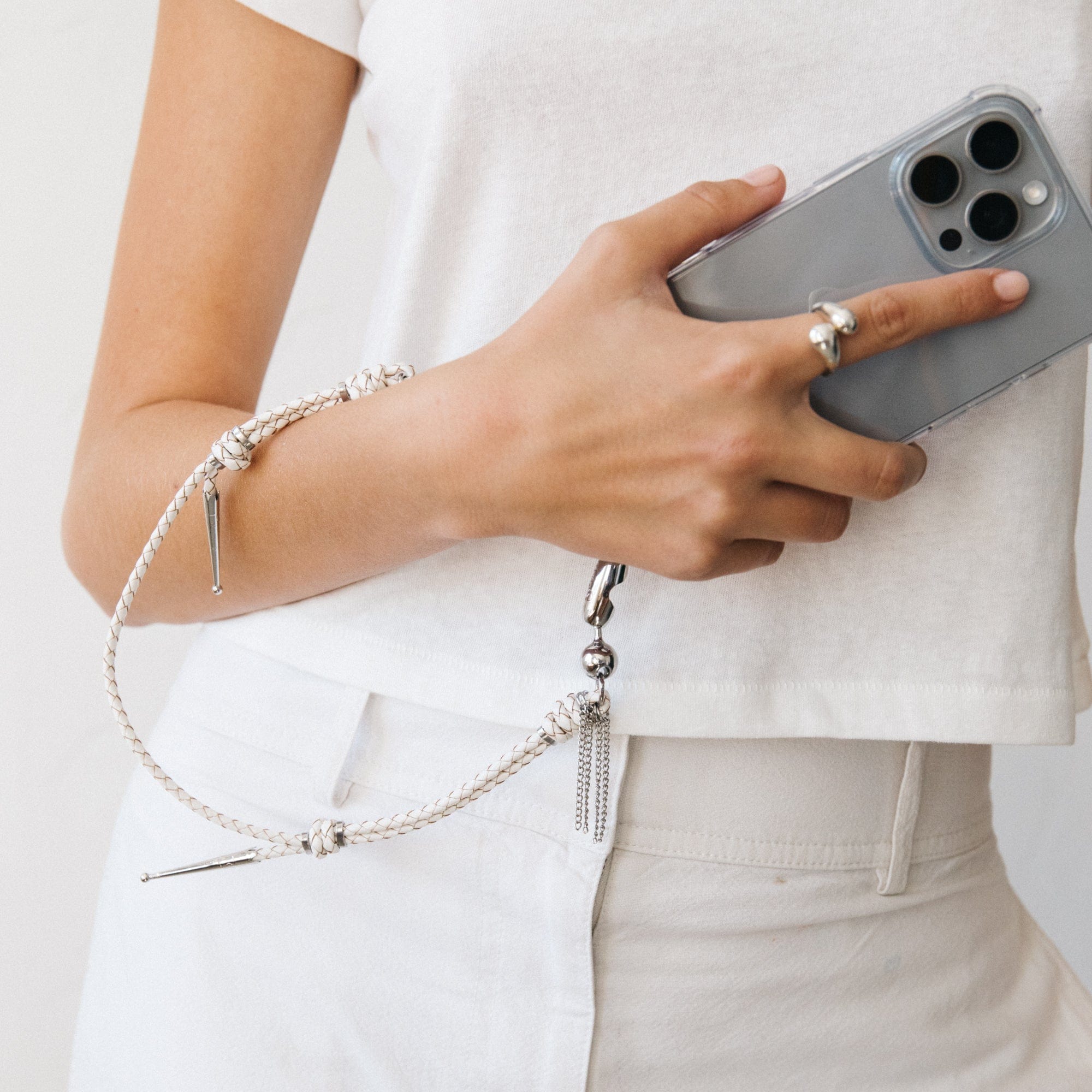 Wristlet Phone Cord in Leather Bolo by Ossa