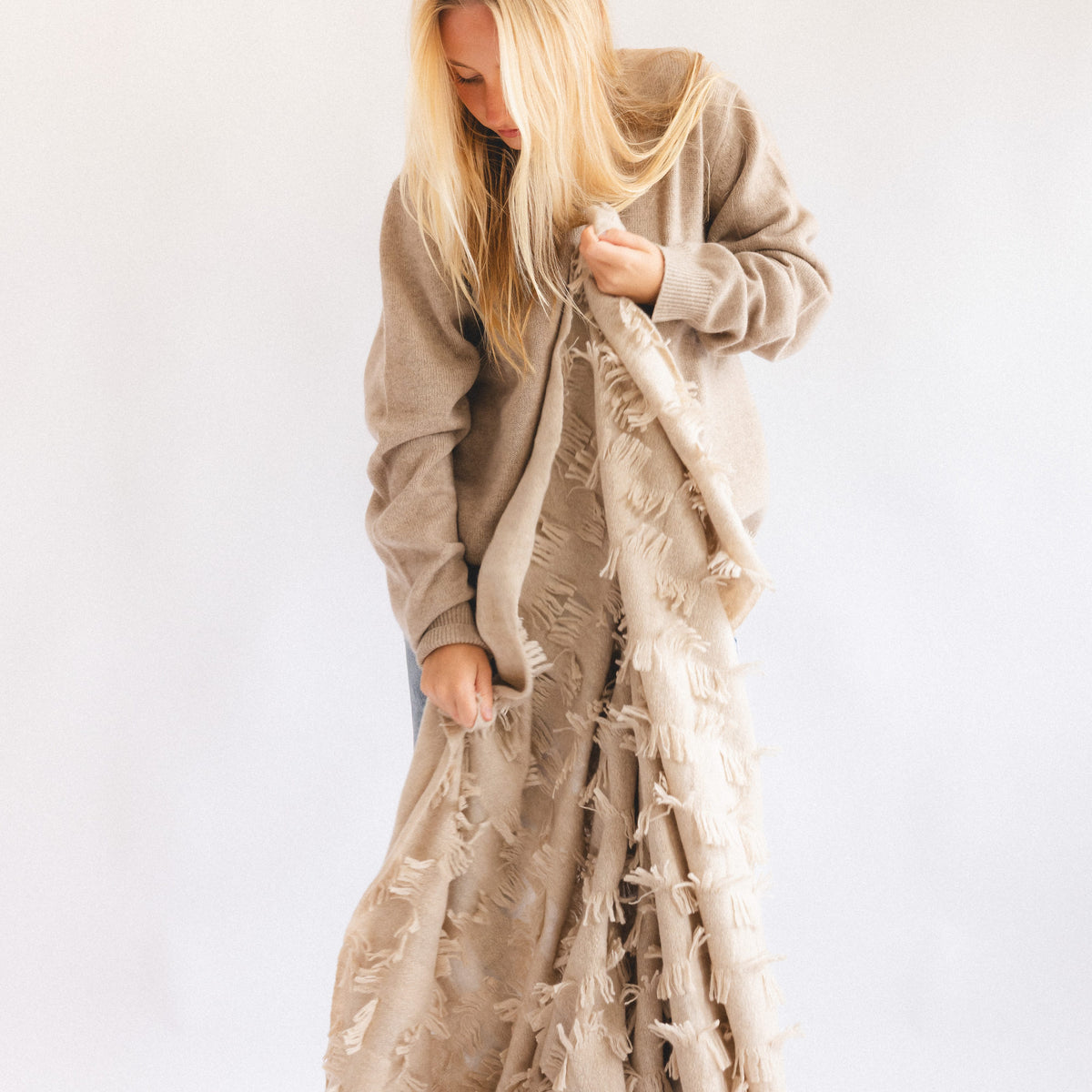 Oyuna Blankets + Throws Textured Cashmere Throw
