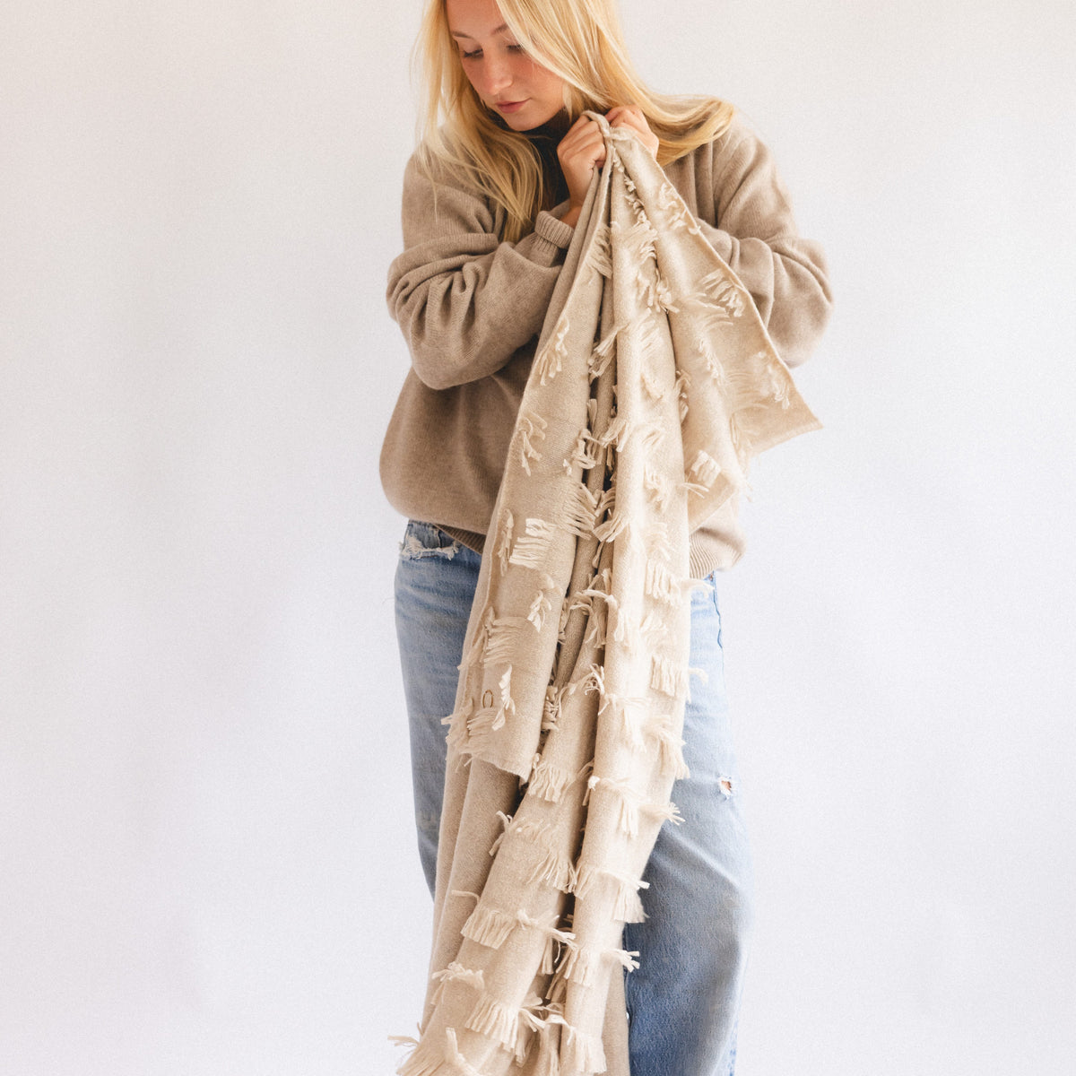 Oyuna Blankets + Throws Textured Cashmere Throw
