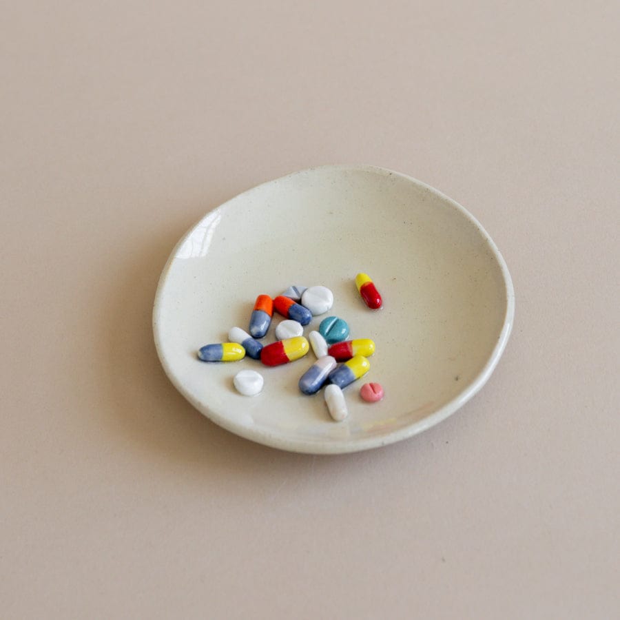 Pot Lady Objects Round Ceramic Pill Plate