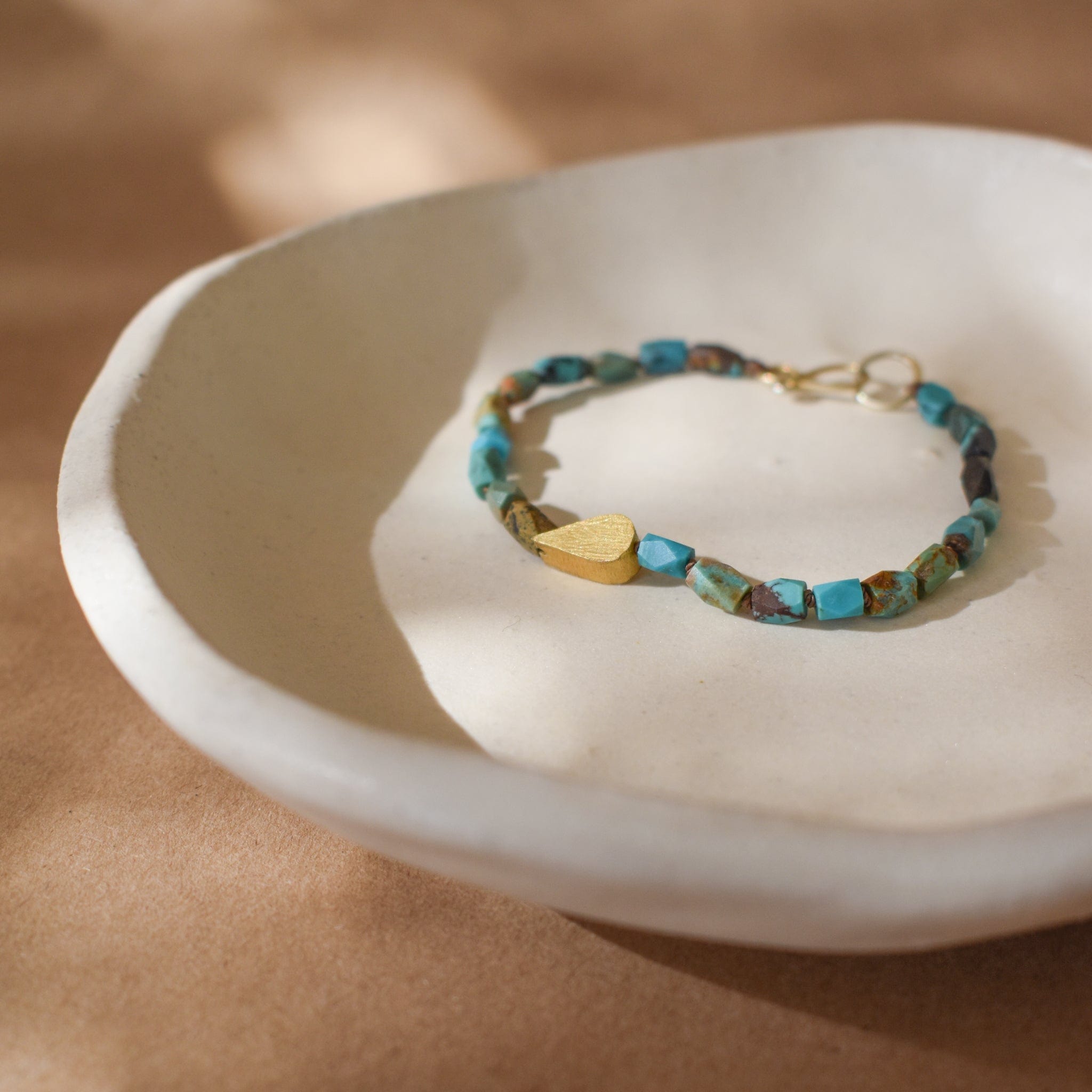 River Song Bracelets Turquoise Beaded Bracelet with Gold Charm