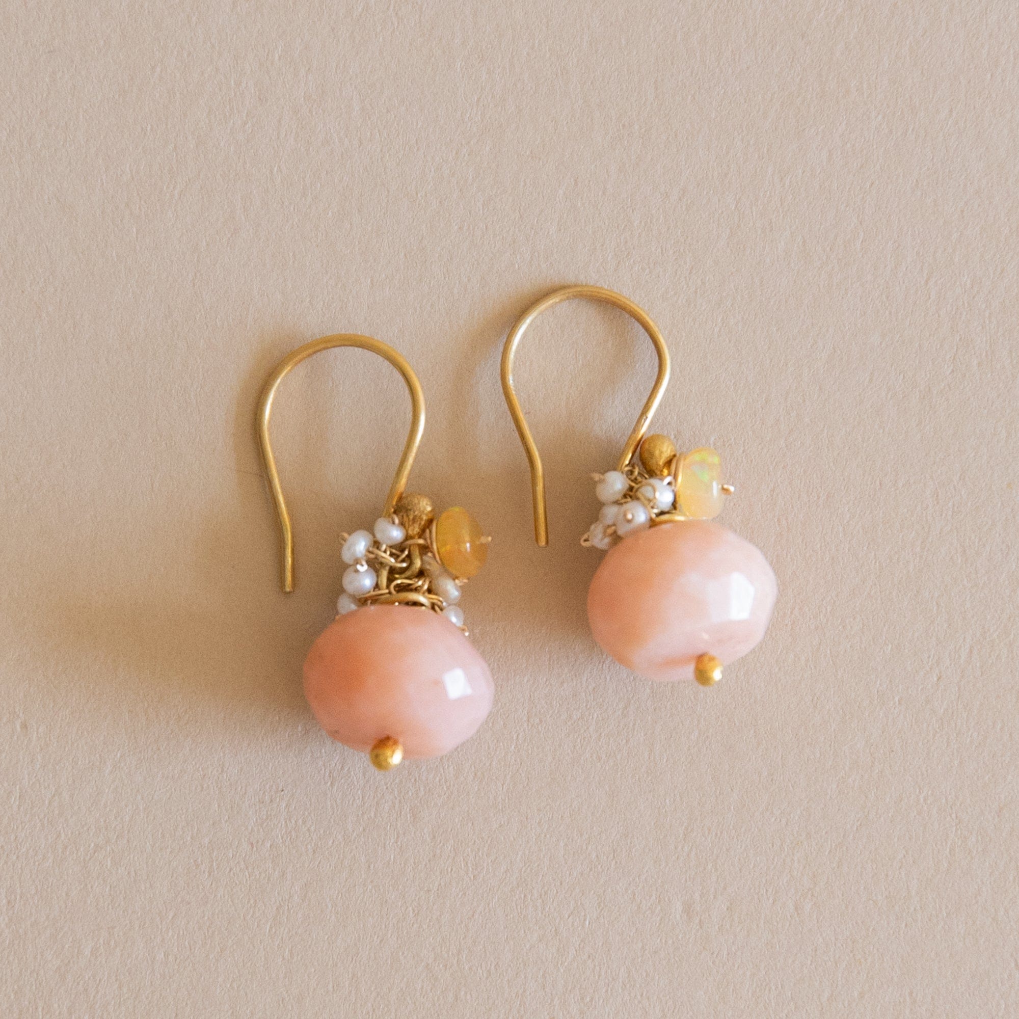 River Song Earrings Pink Opal with Pearl Earrings