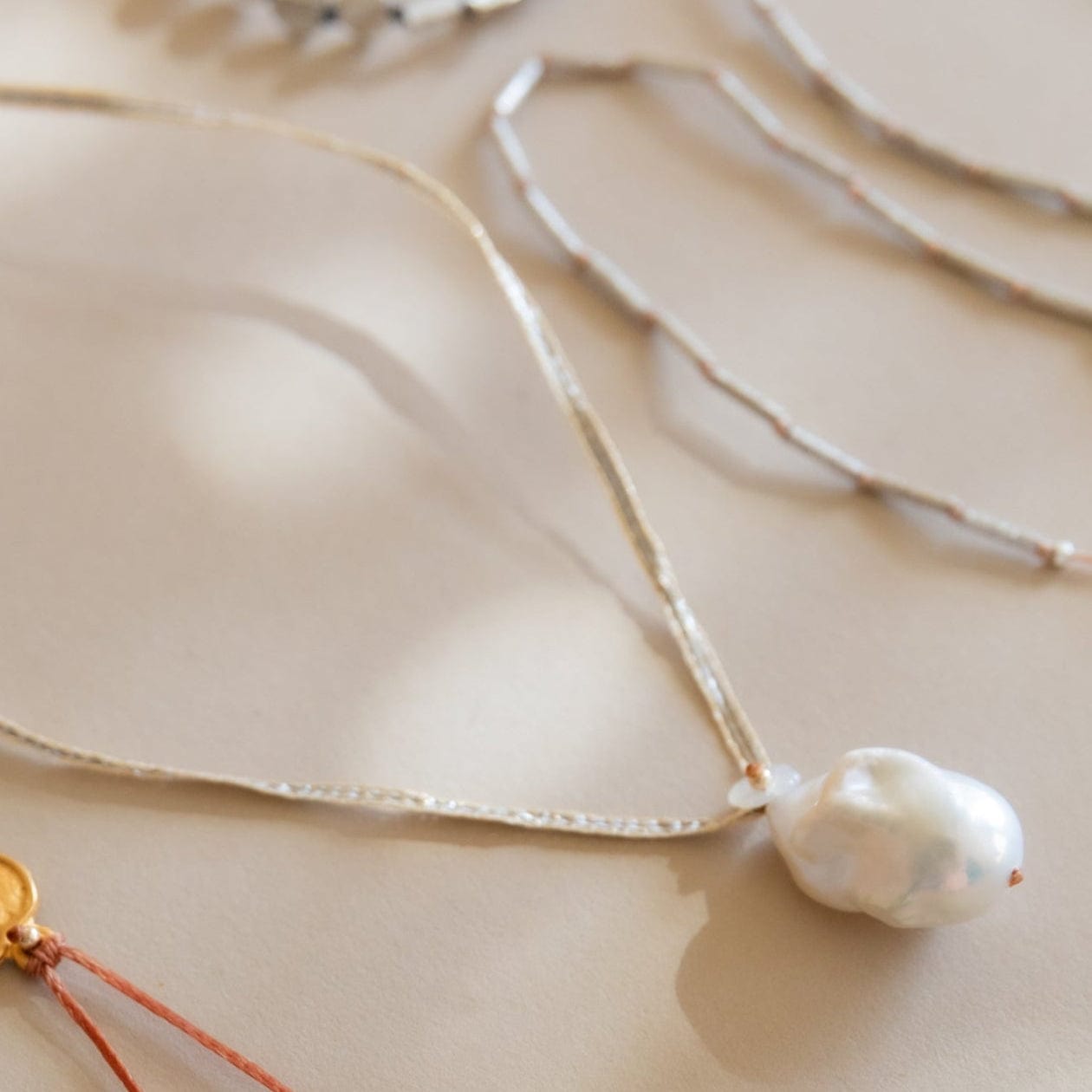 River Song Necklaces Baroque Pearl on Ribbon Necklace