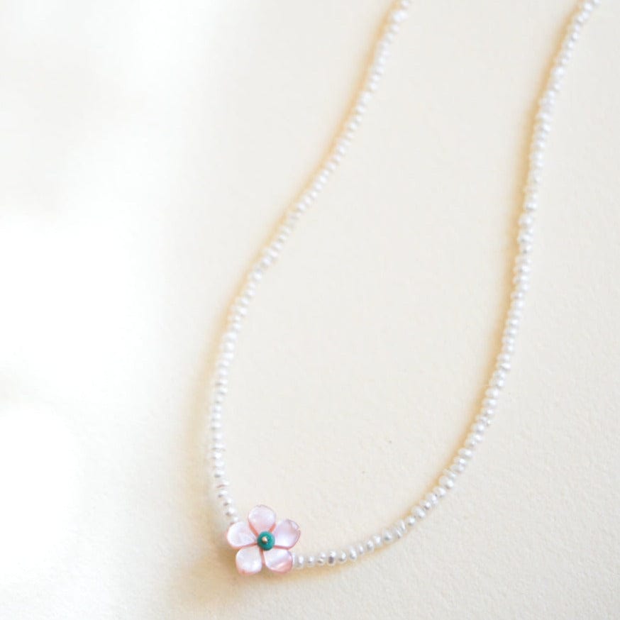 River Song Necklaces Japanese Pearl Necklace with Flower Charm