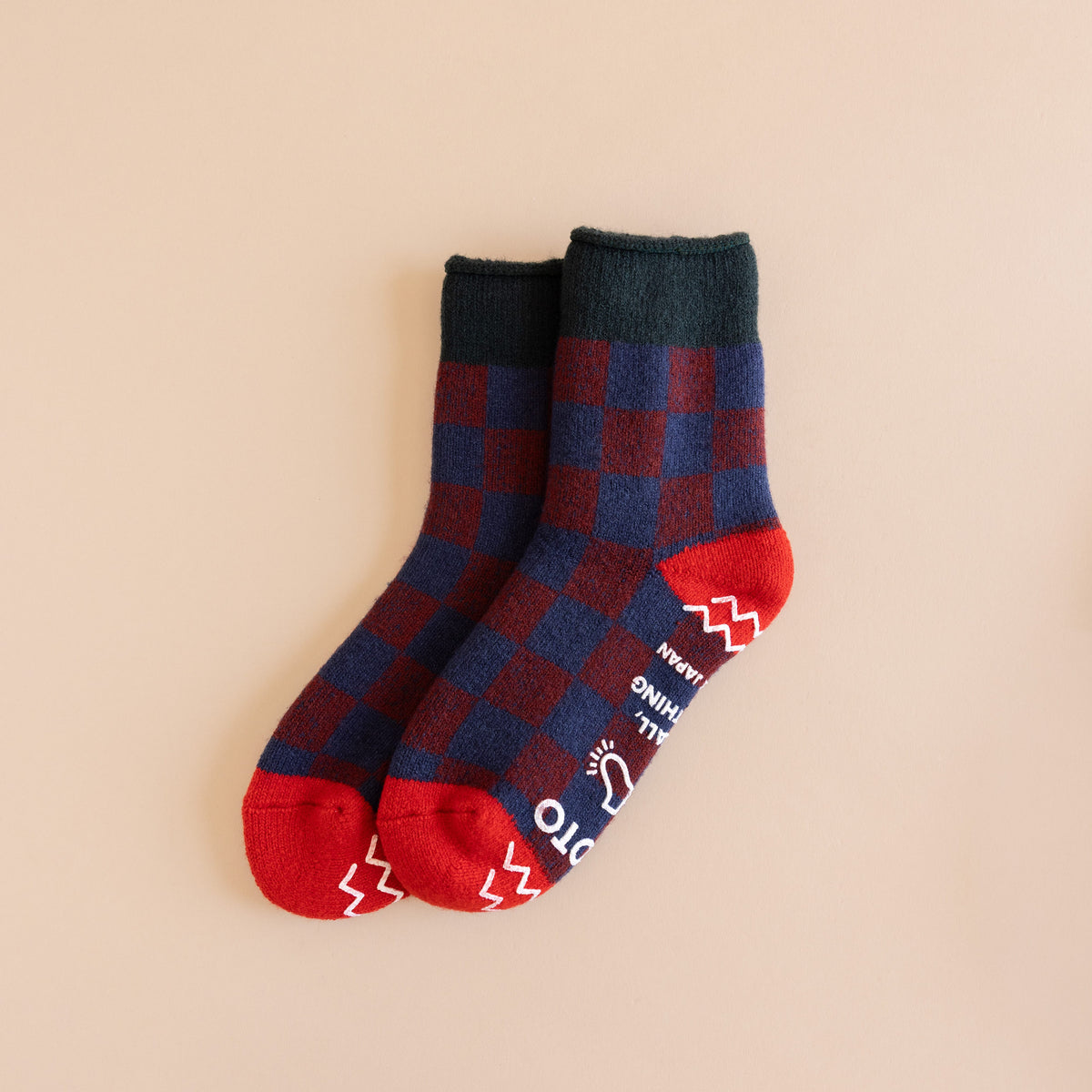 Rototo Socks Dark Green / Red / Small Rototo Checkerboard Pile Socks
