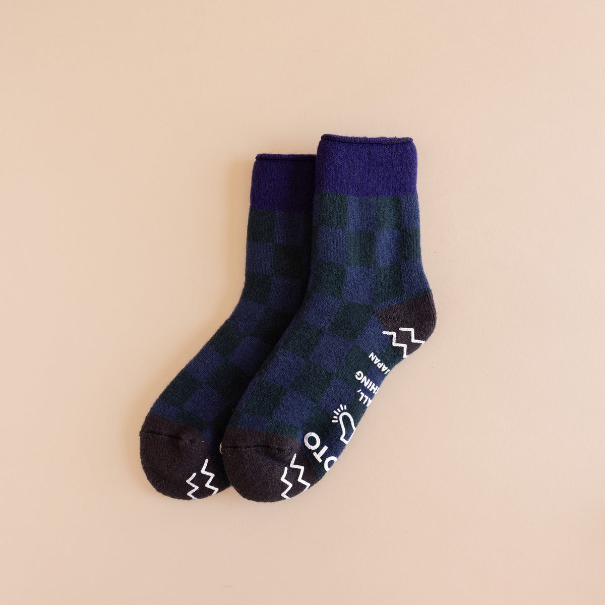 Rototo Socks Navy Blue + Purple / Charcoal / Small Rototo Checkerboard Pile Socks