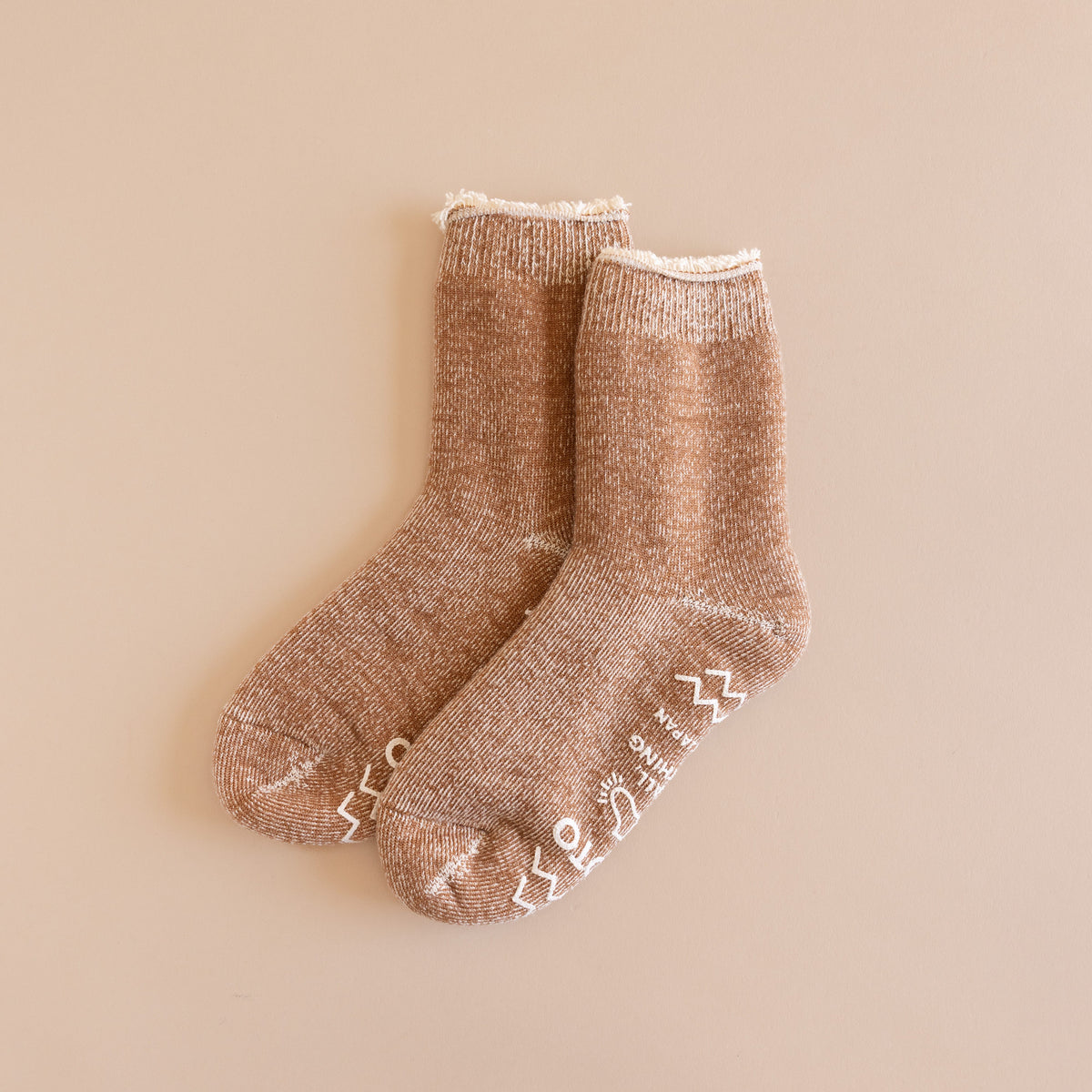 Rototo Socks Tan / Small Rototo Double Face Shaggy Pile Room Socks