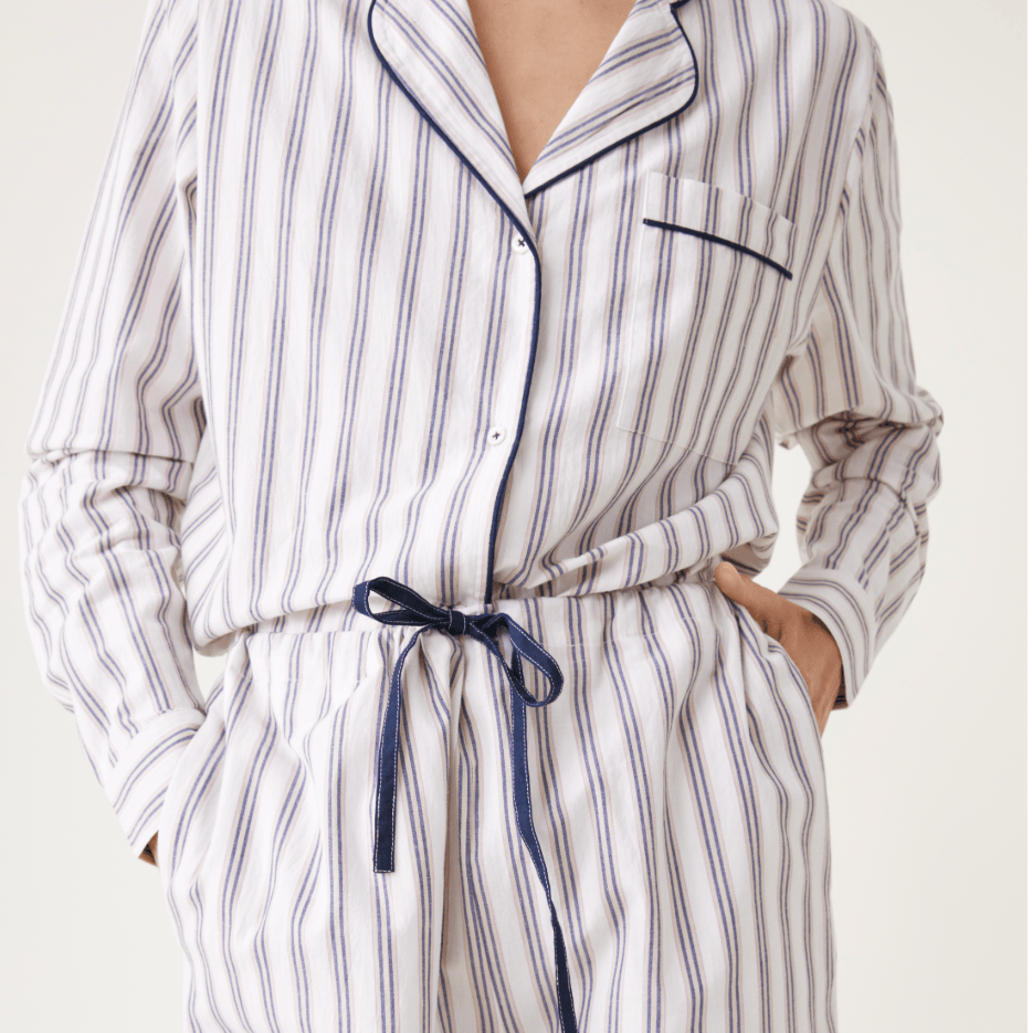 Scarlette Ateliers Sleepwear Mist Stripes / Small Classic Cotton Pajama Set by Scarlette Ateliers
