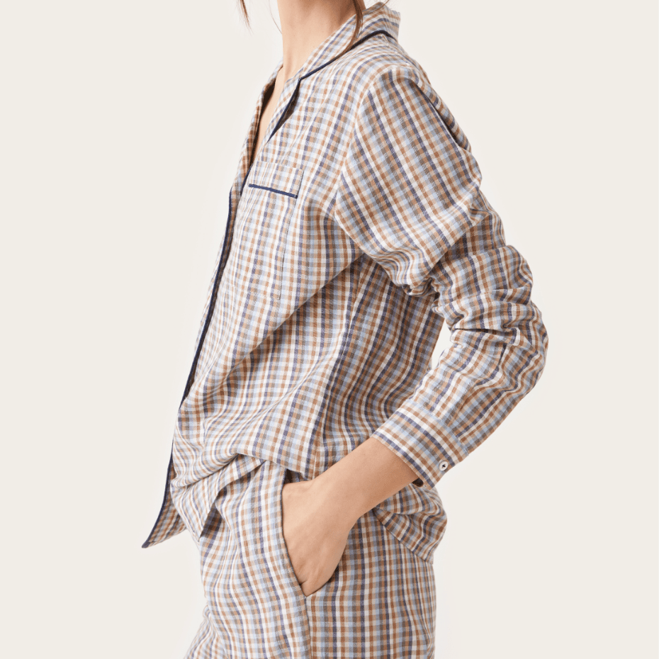 Scarlette Ateliers Sleepwear Moka Checks / Small Classic Cotton Pajama Set by Scarlette Ateliers