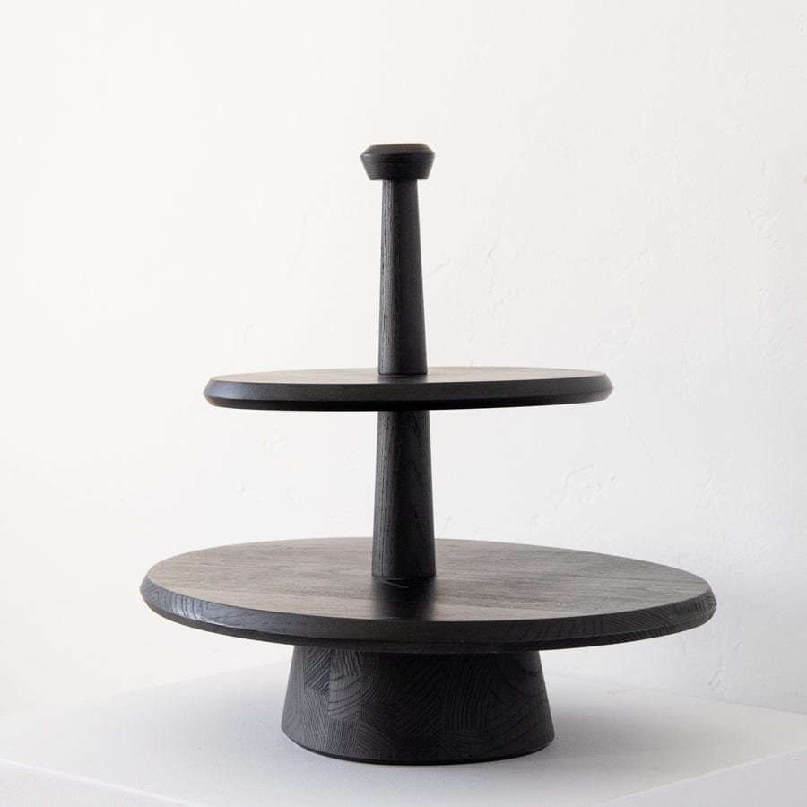 serax Serveware Black Two Tier Cake Stand by Kelly Wearstler