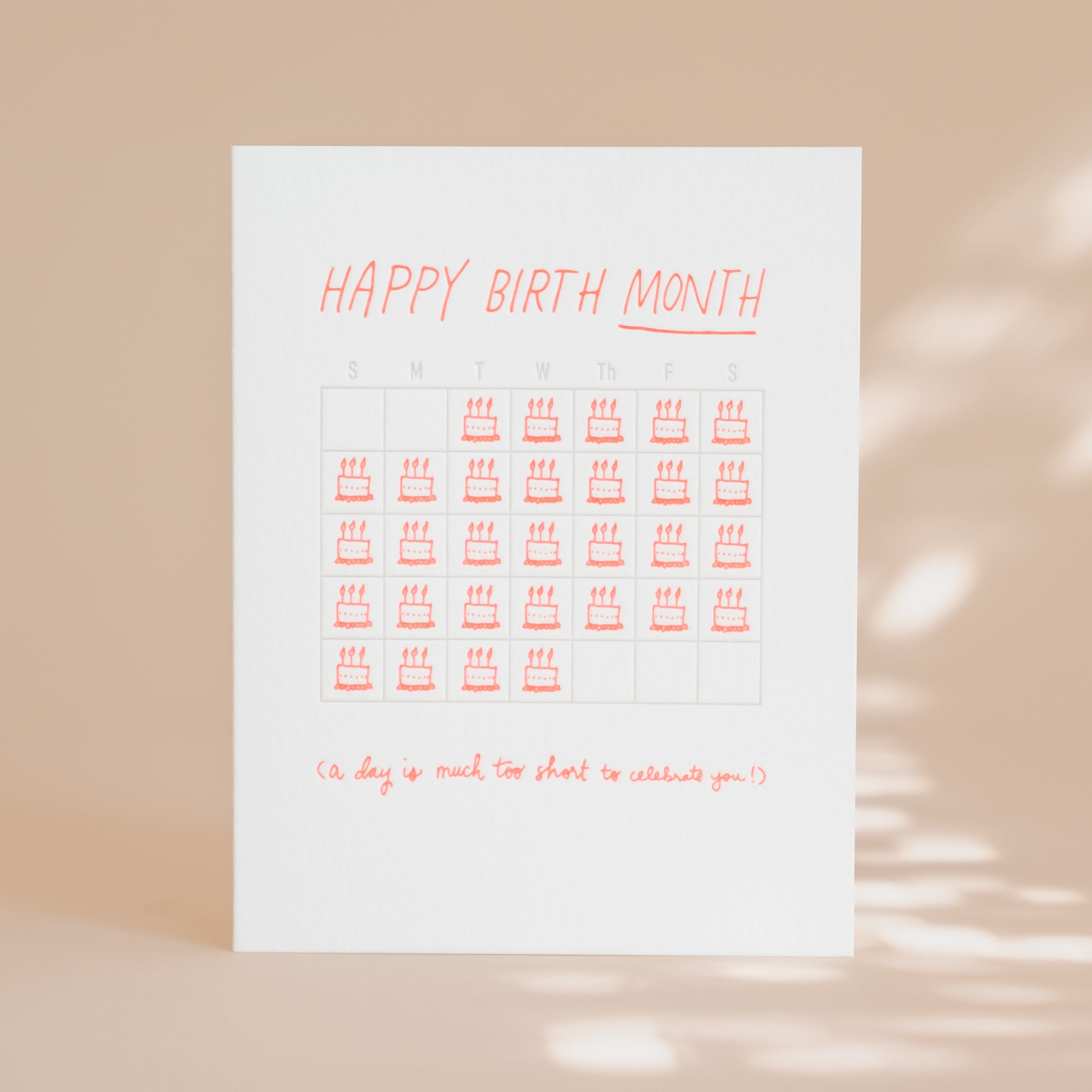 Shorthand Press Greeting Cards Happy Birth Month Card