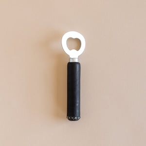 Leather Wrapped Bottle Opener - Black