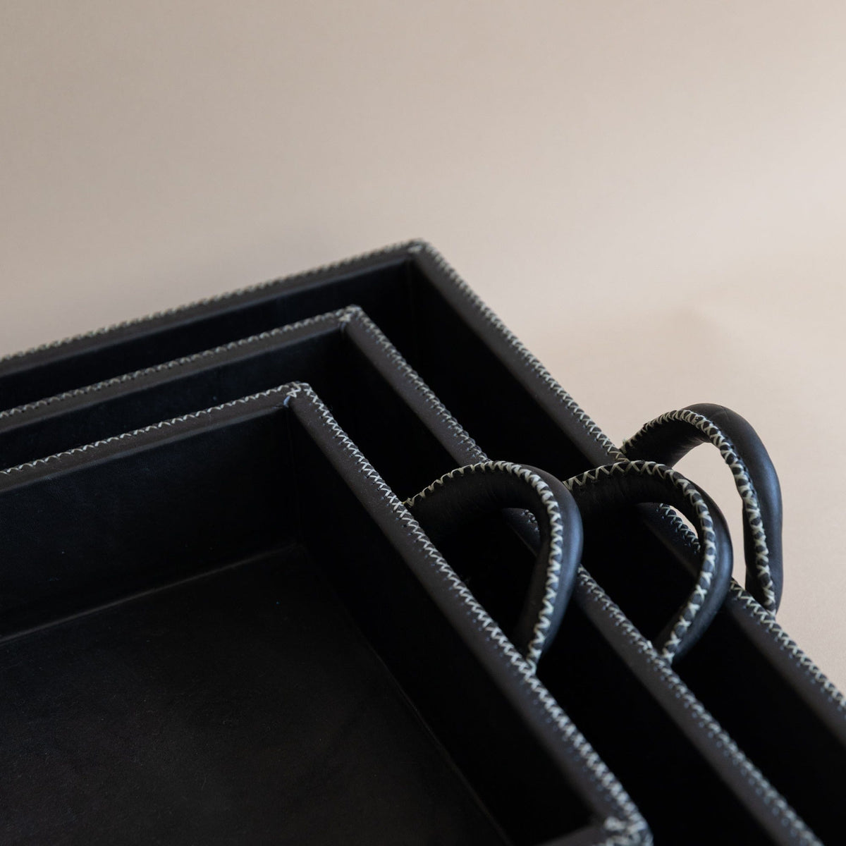 Leather Wrapped Nesting Trays | Hand-Stitched | +COOP LA