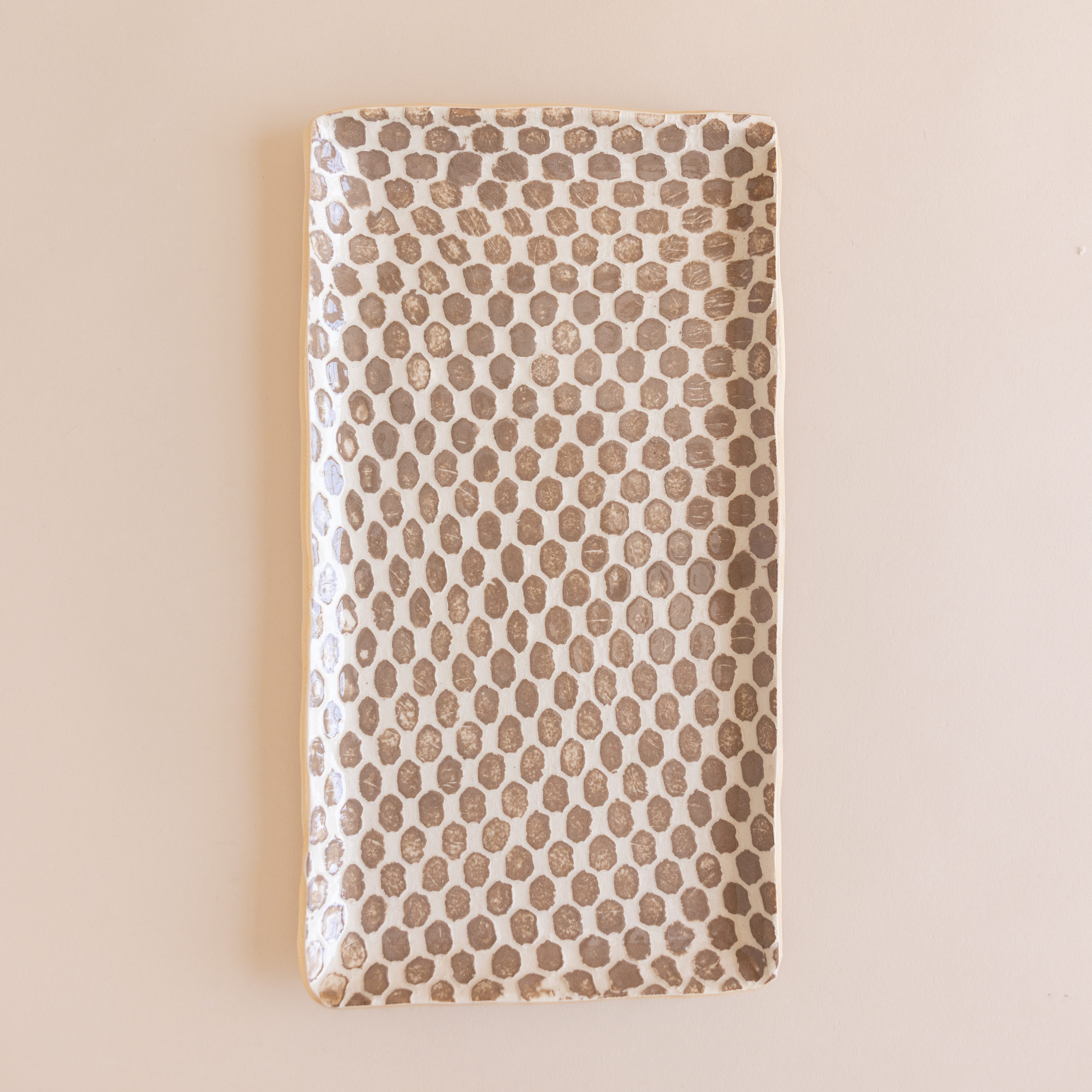 Terrafirma Serveware Dot / Small / Mocha Rectangular Serving Platter by Terrafirma