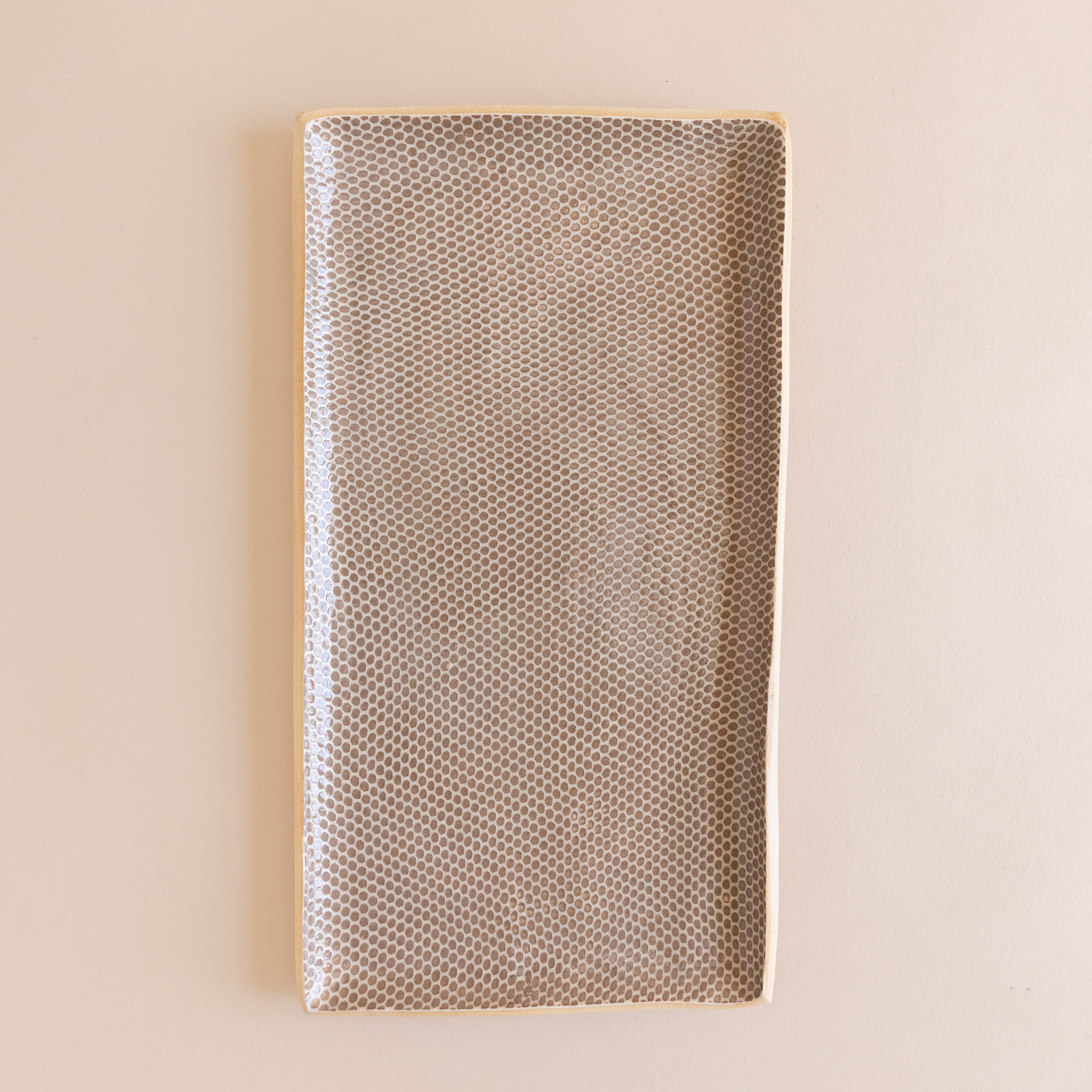 Terrafirma Serveware Honeycomb / Small / Mocha Rectangular Serving Platter by Terrafirma