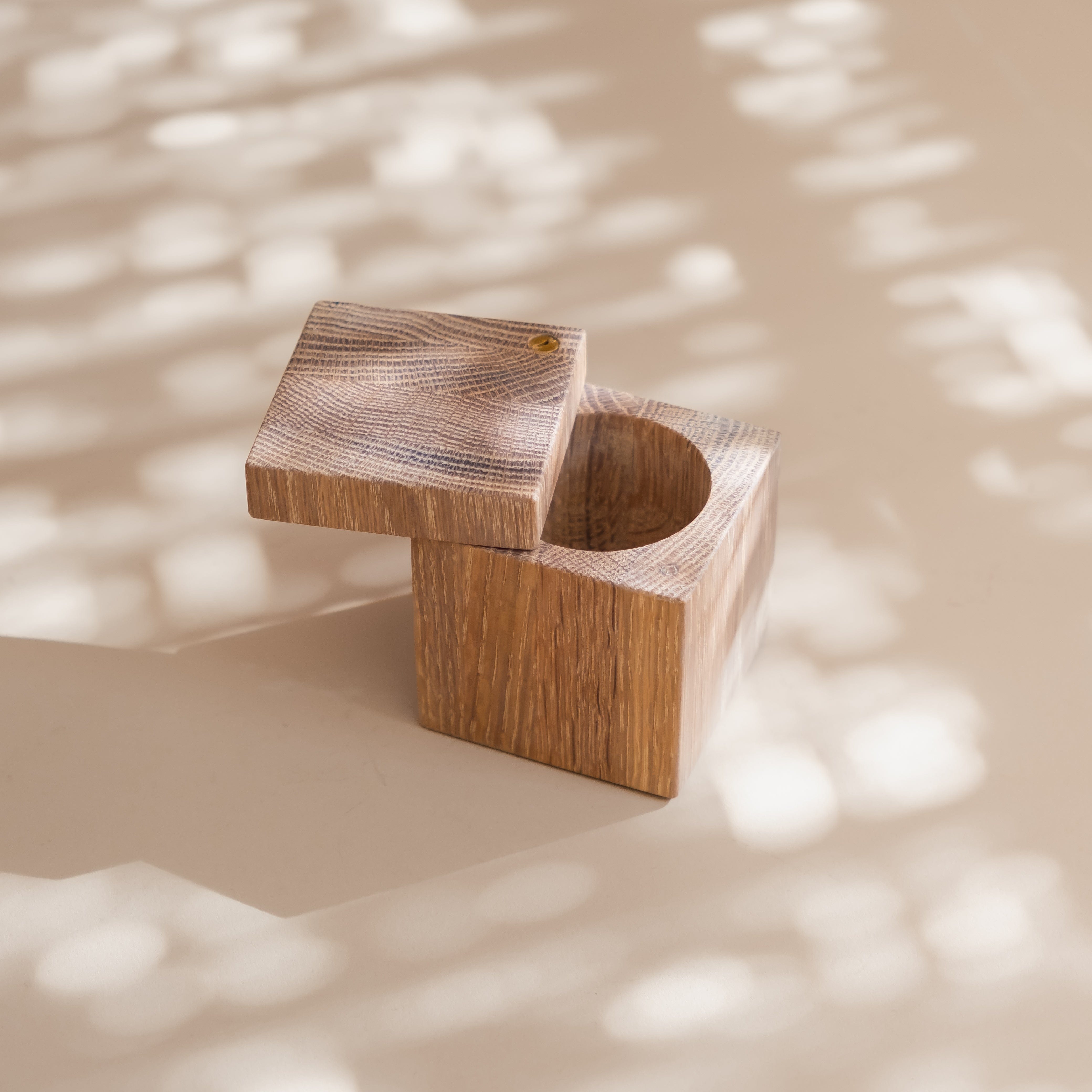 The Wooden Palate Cooking + Utensils White Oak Salt Cellar with Lid