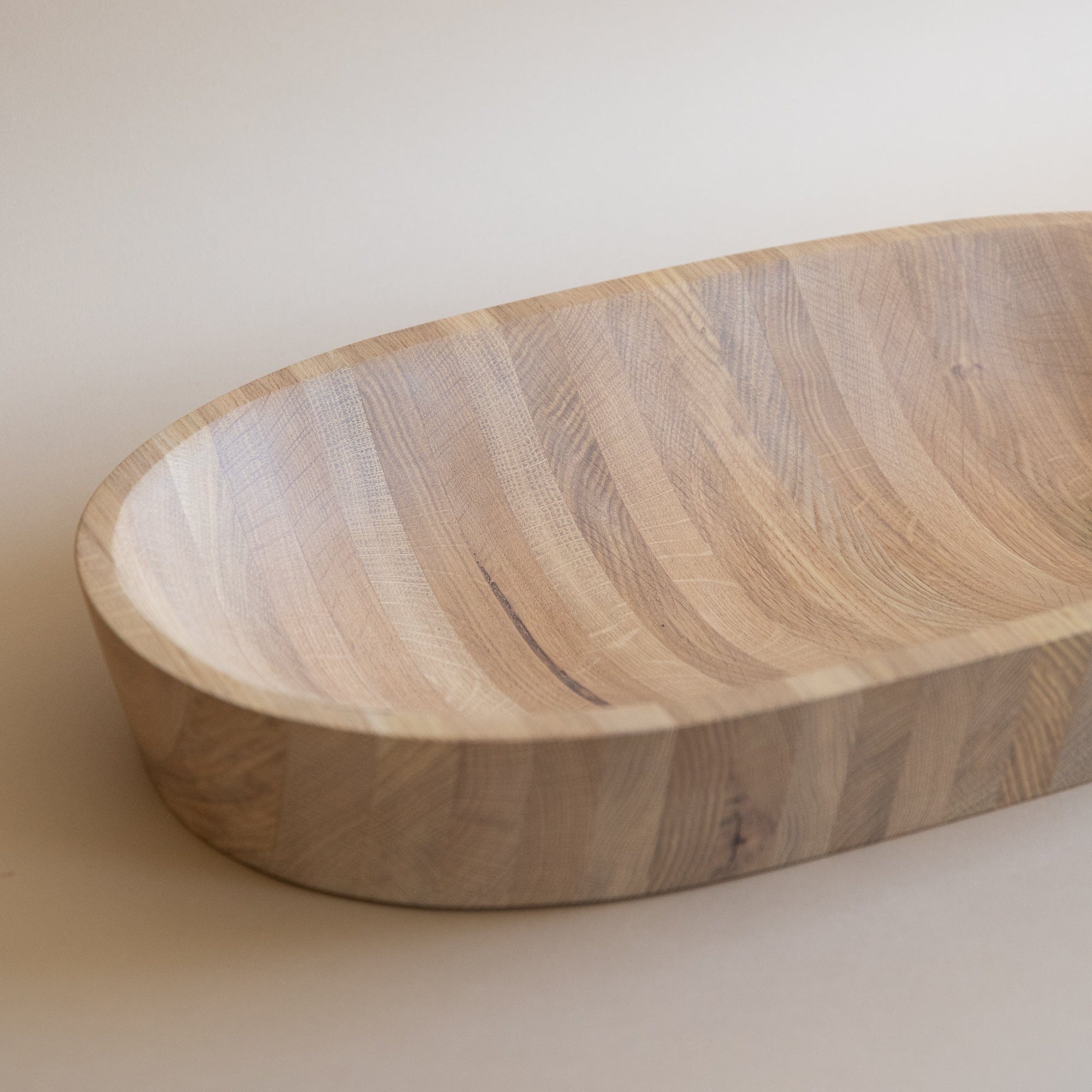 The Wooden Palate Serveware Large 11 x 21 x 3" Oval Bowl in White Oak