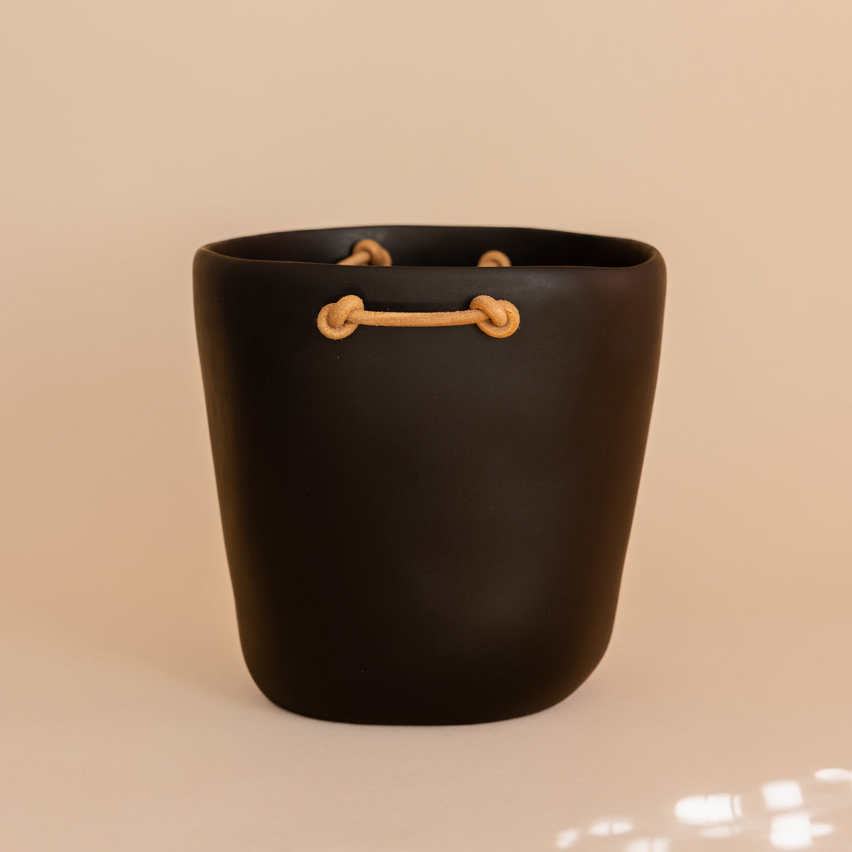 TINA FREY Barware Black Ice Bucket with Leather Handle by Tina Frey