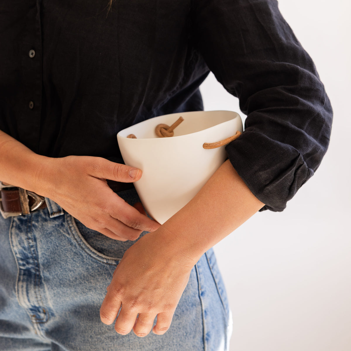 TINA FREY Barware Mini Ice Bucket with Leather Handle by Tina Frey