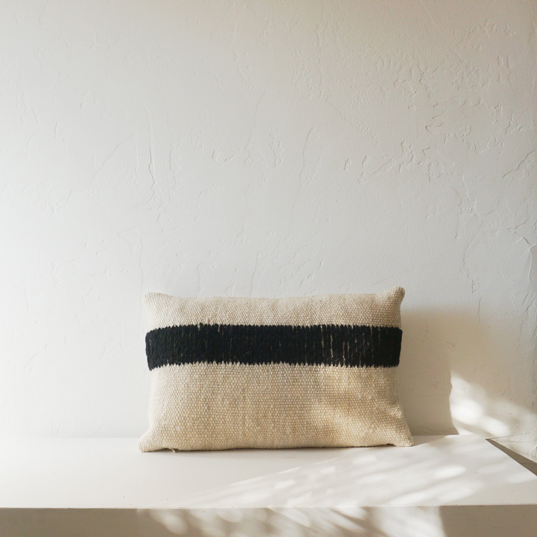 Treko Pillows Chain Stitch Pillow in Cream Black by Treko