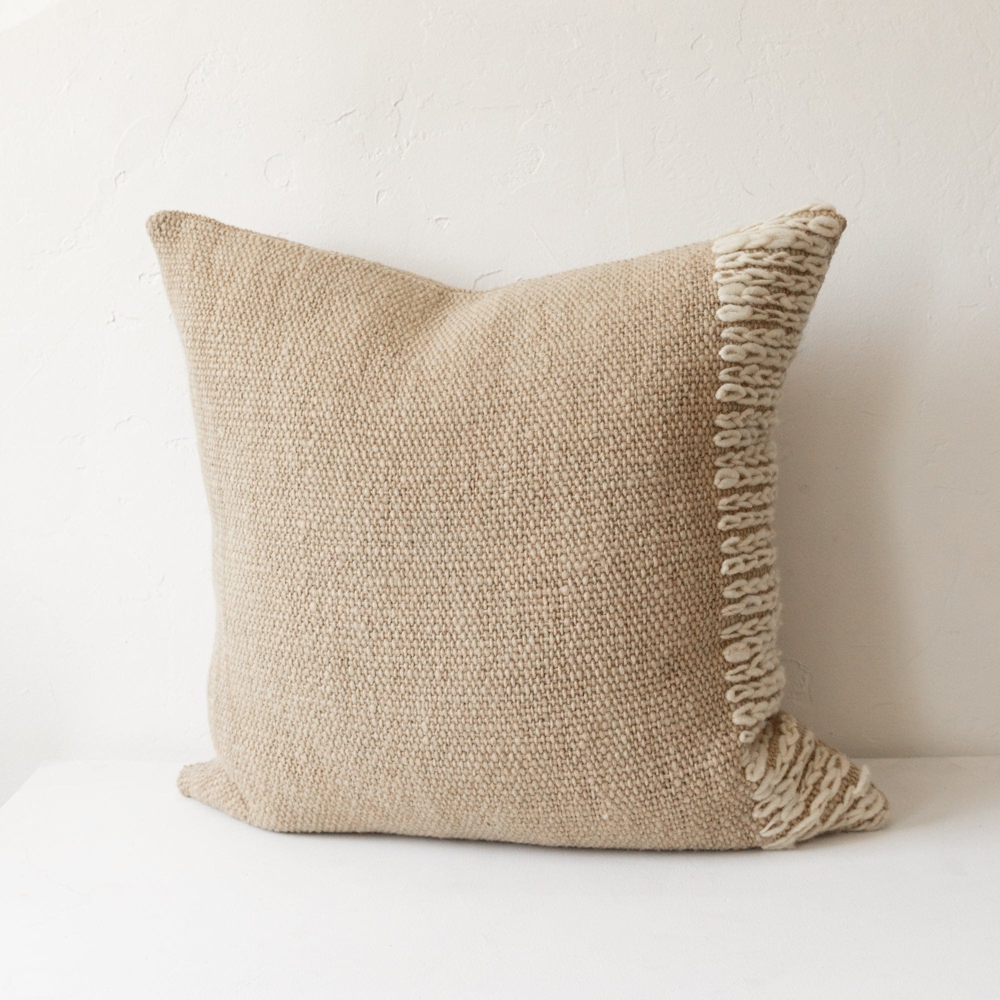 Treko Pillows Chain Stitch Pillow in Oatmeal White by Treko