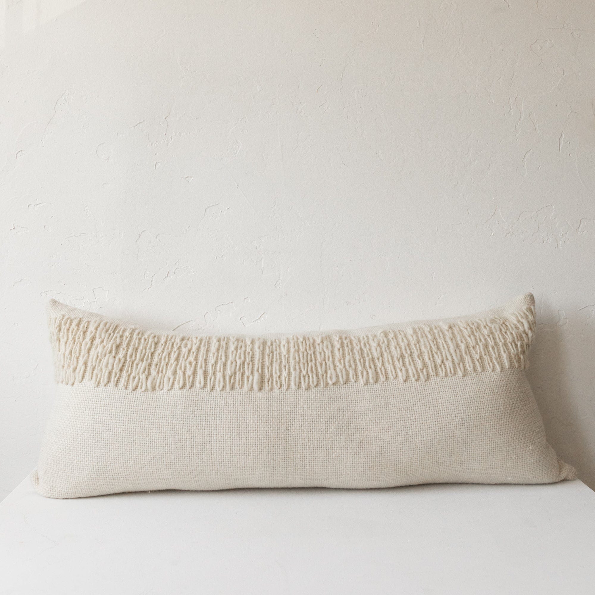 Treko Pillows Cream / White / 35 x 14 Chain Stitch Pillow by Treko