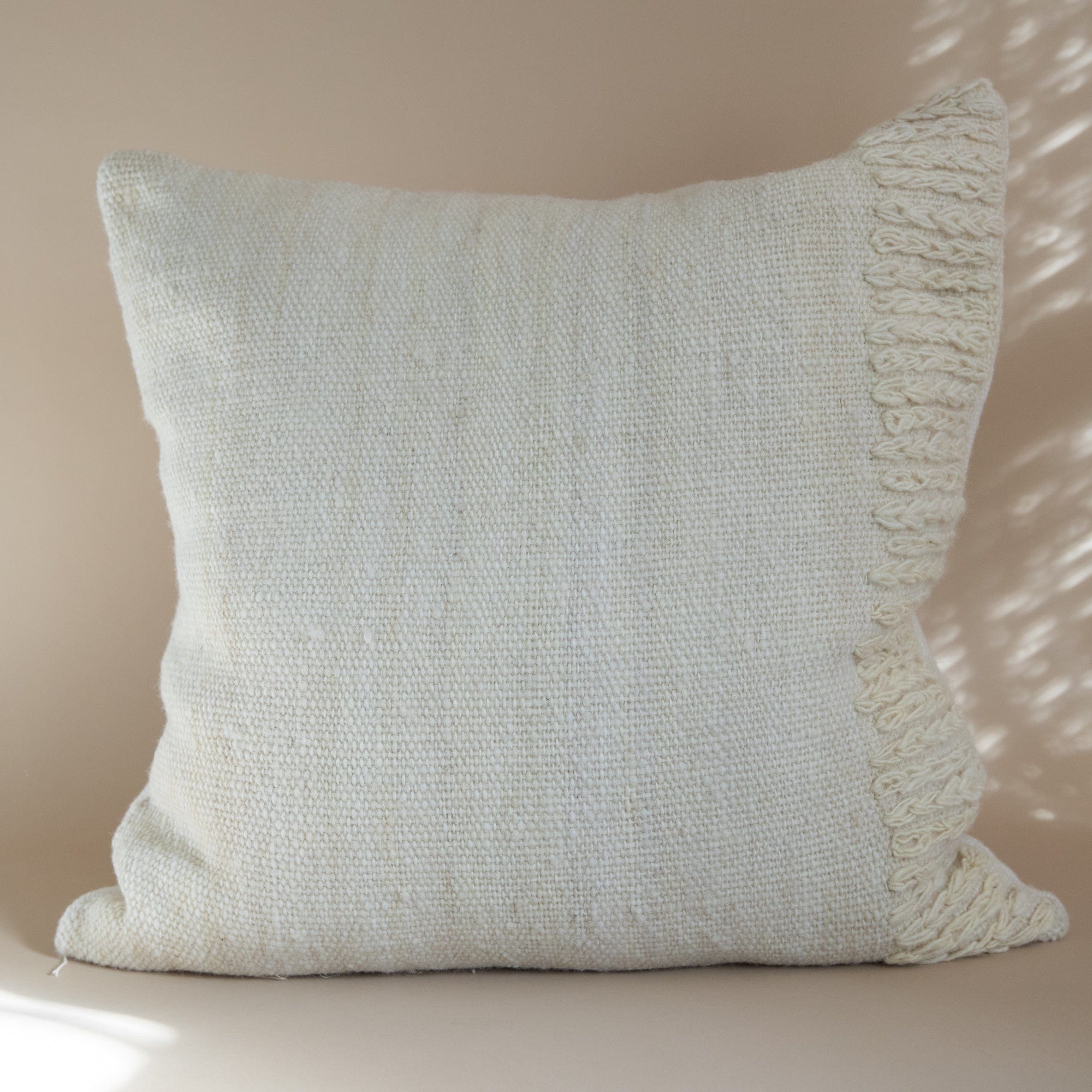 Treko Pillows Cream / White Chain Stitch Pillow by Treko