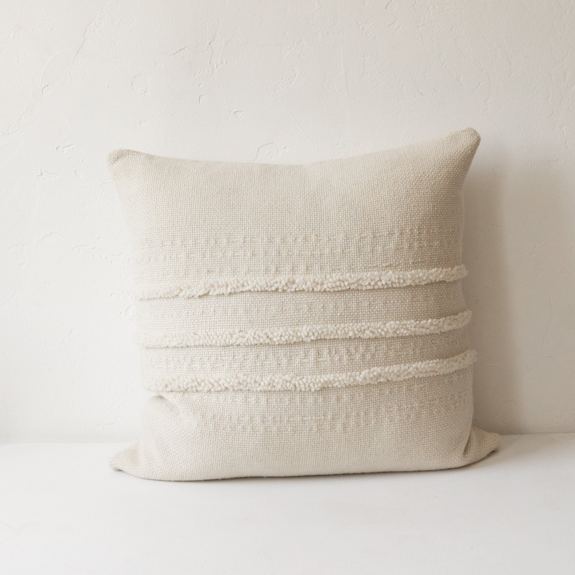 Treko Pillows Fringe Stitch Pillow in White by Treko