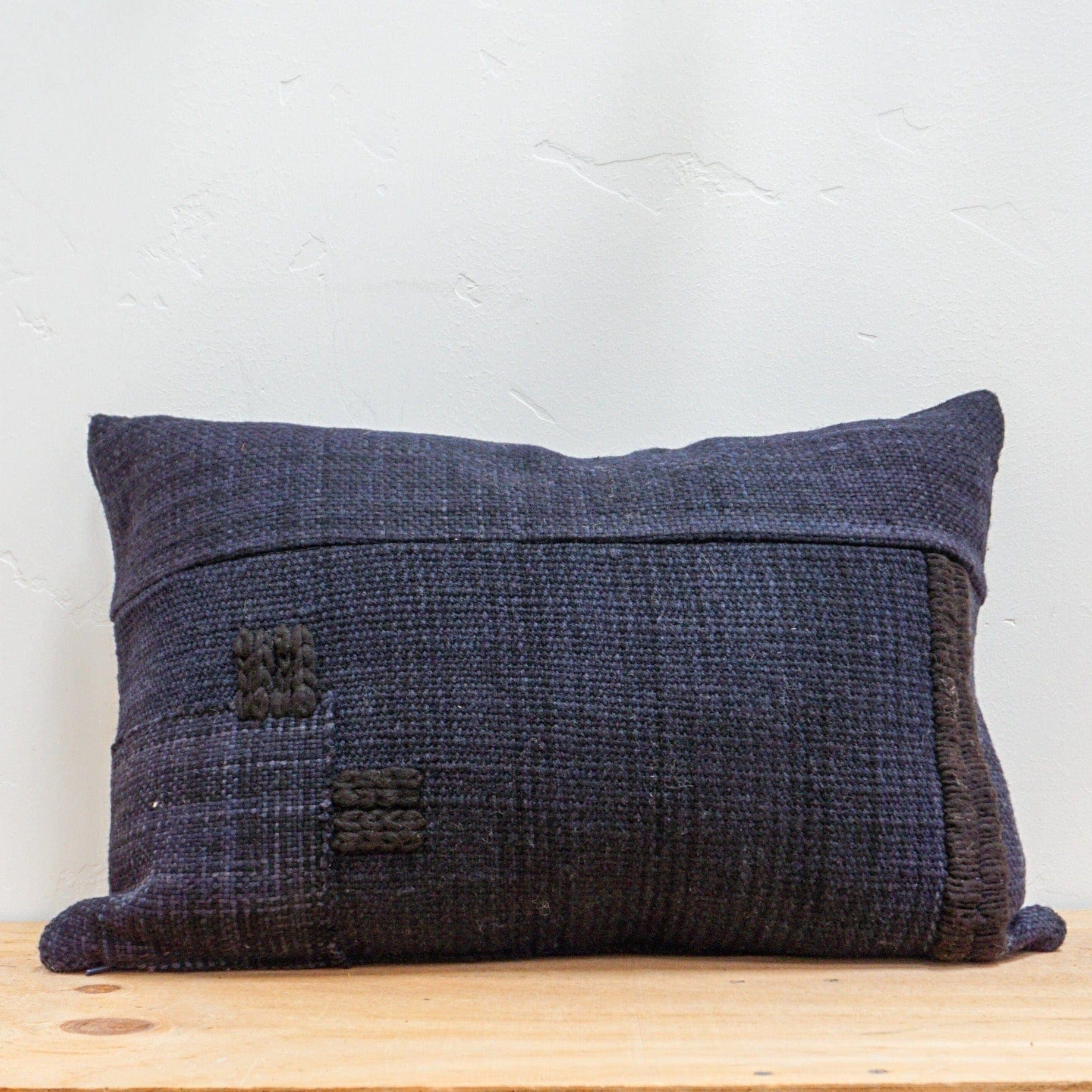 Treko Pillows Patchwork Pillow in Blue Black by Treko