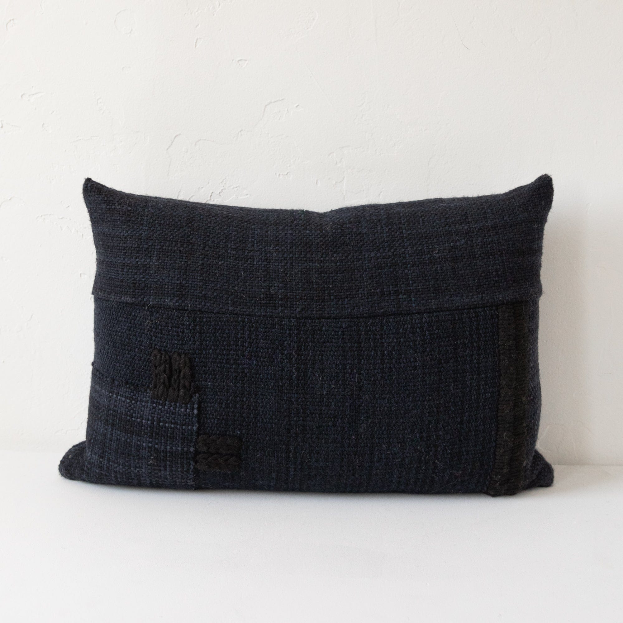 Treko Pillows Patchwork Pillow in Blue Black by Treko