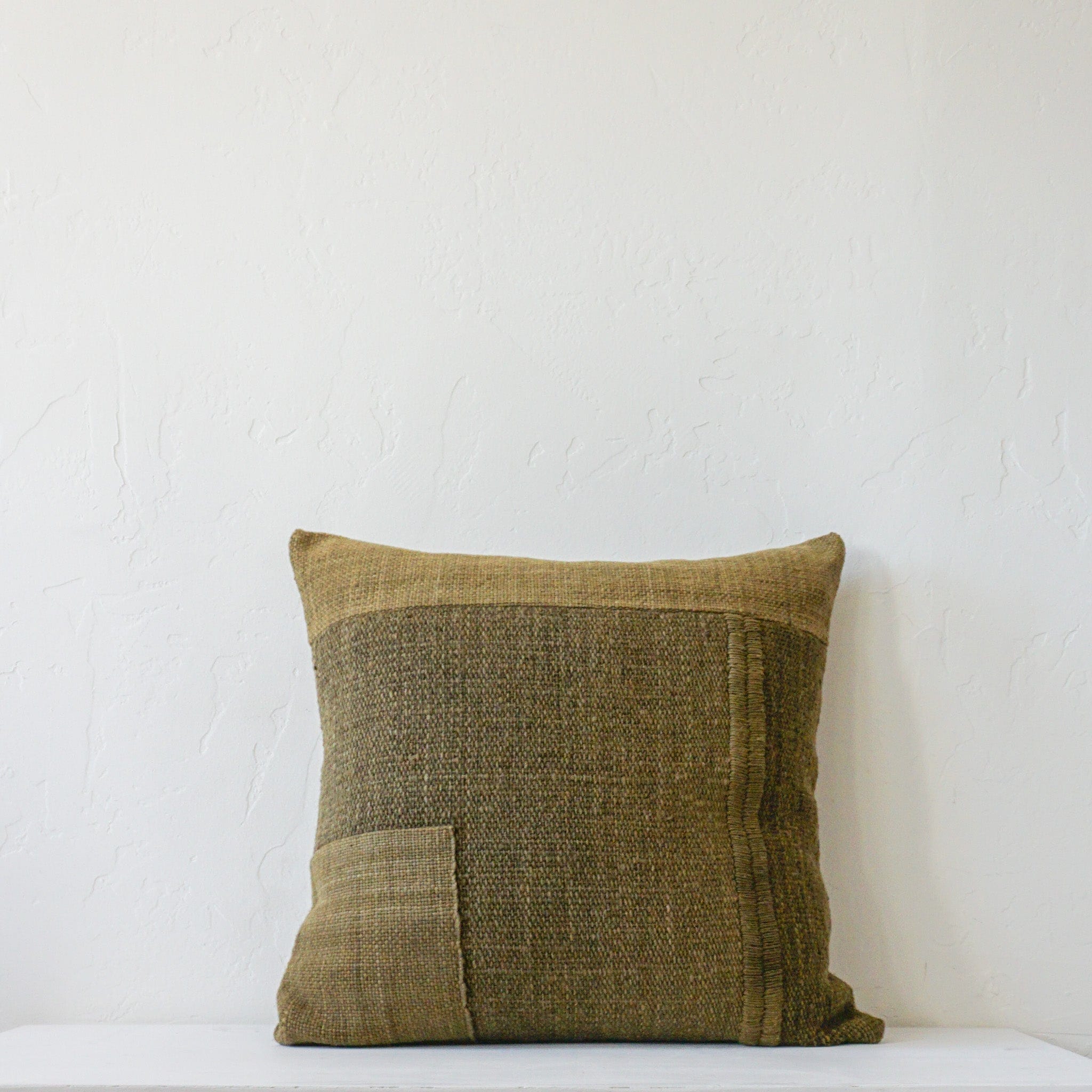 Treko Pillows Patchwork Pillow in Olive by Treko