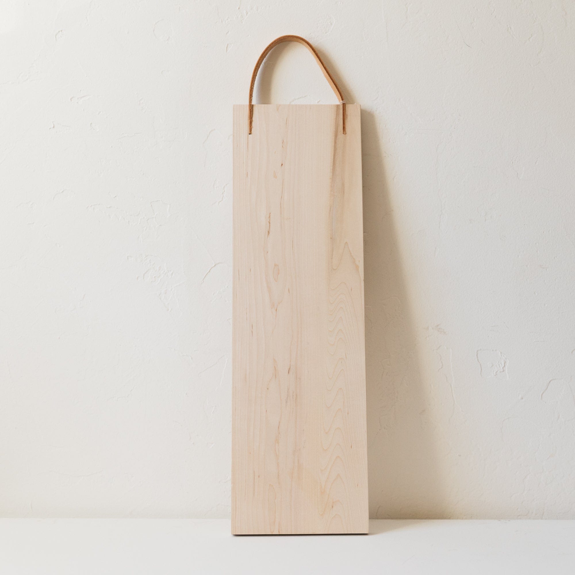 Twin Woodworking Boards Maple - 21" x 7" Wood Cutting Board with Leather Handle