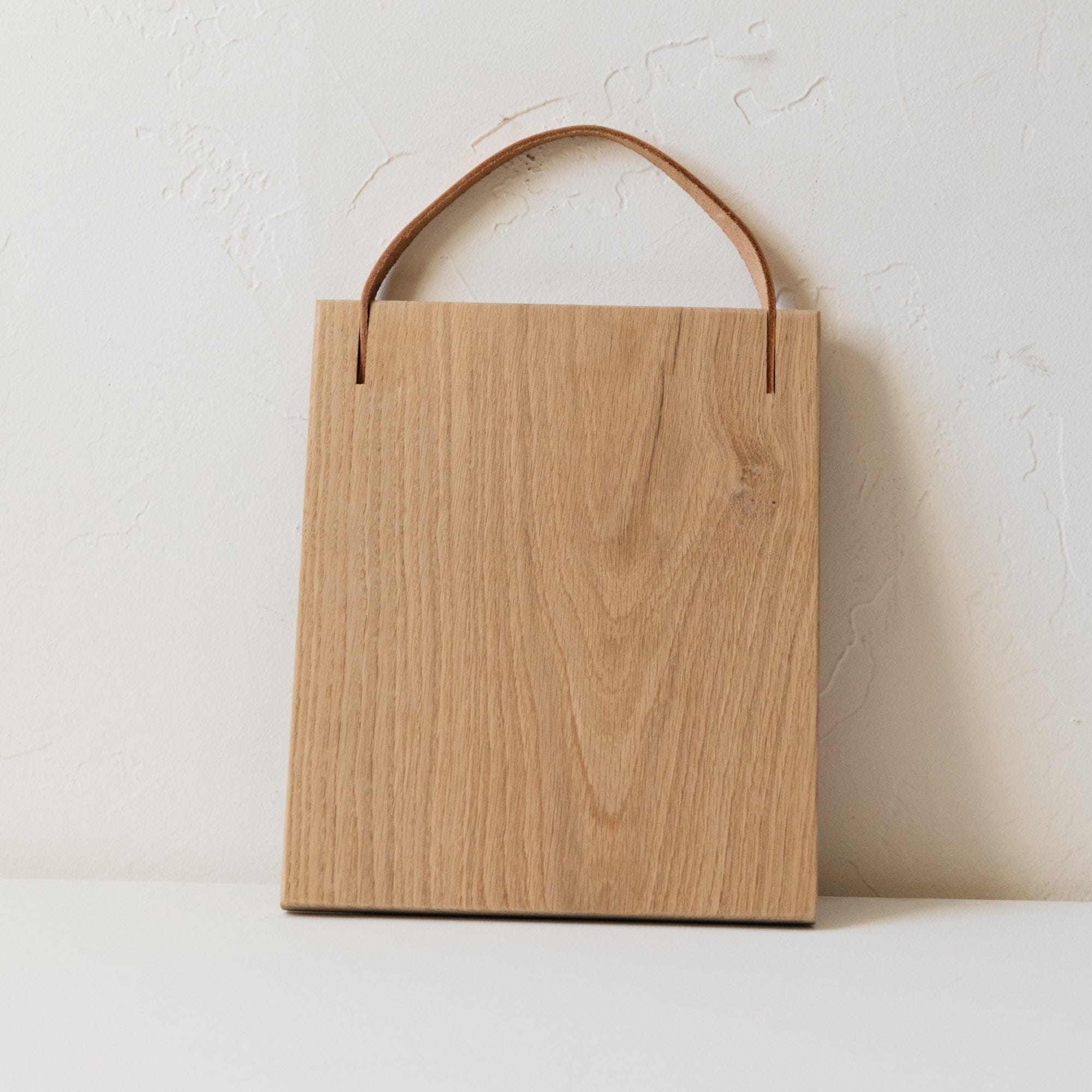 Twin Woodworking Boards White Oak - 10" x 12" Wood Cutting Board with Leather Handle