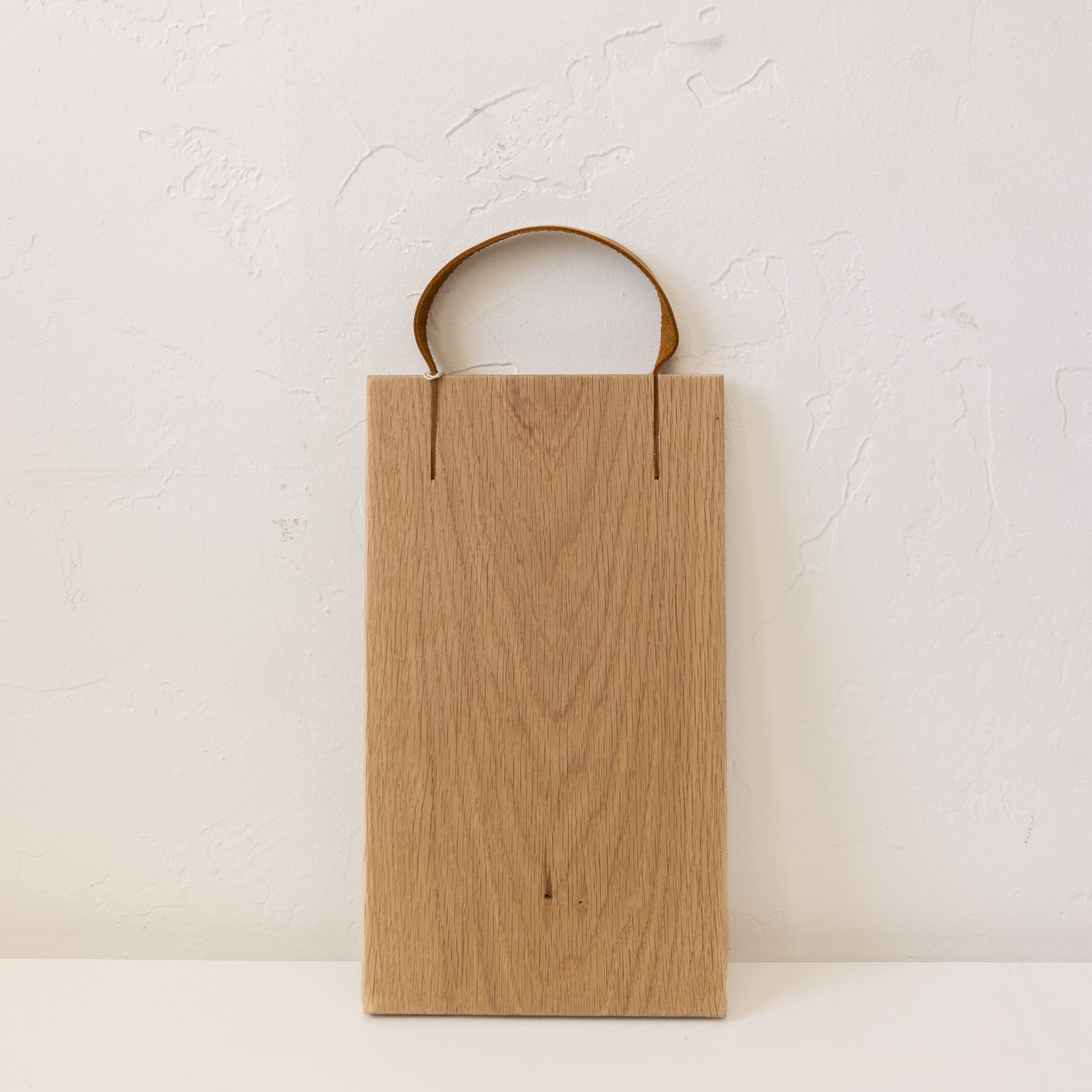 Twin Woodworking Boards White Oak / 13" x 8" Wood Cutting Board with Leather Handle