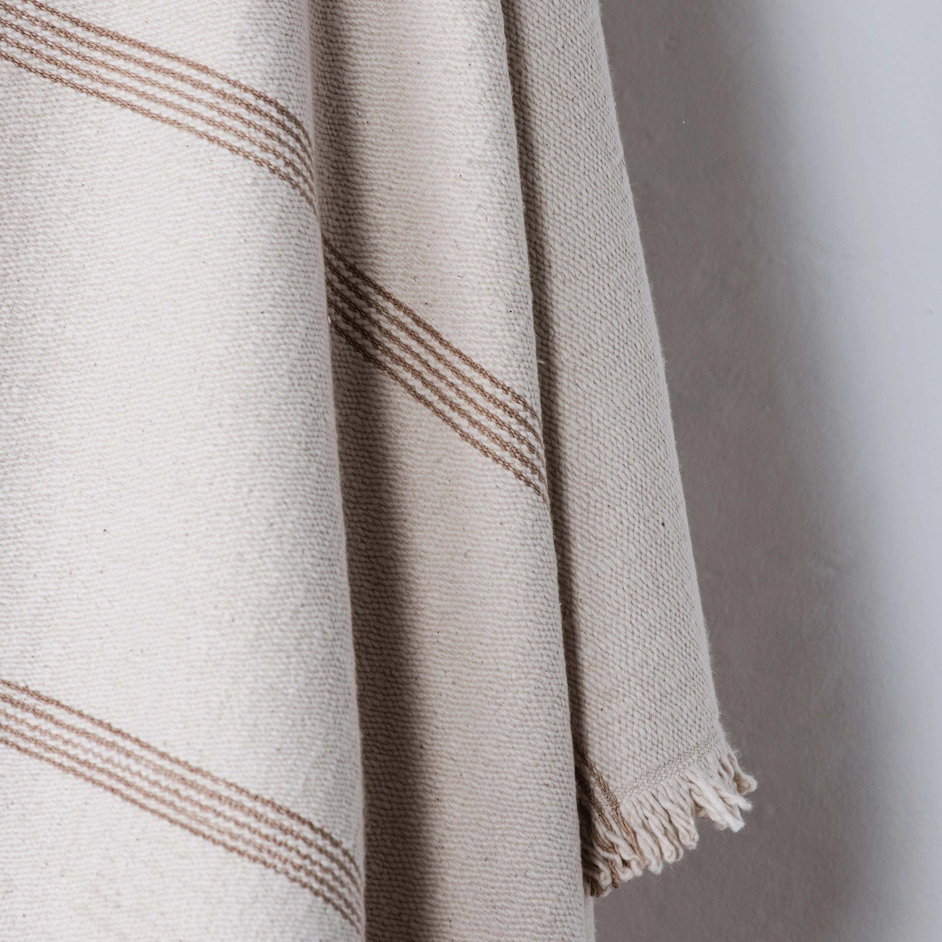 Under the Bough Blankets + Throws Rustic Cotton Throw in Striped Sepia